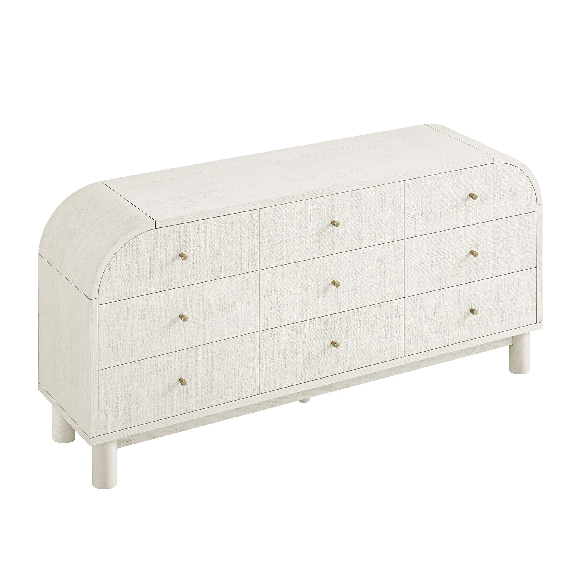 Maude 9 Drawer Chest, Washed White Ash with Raffia - Image 11