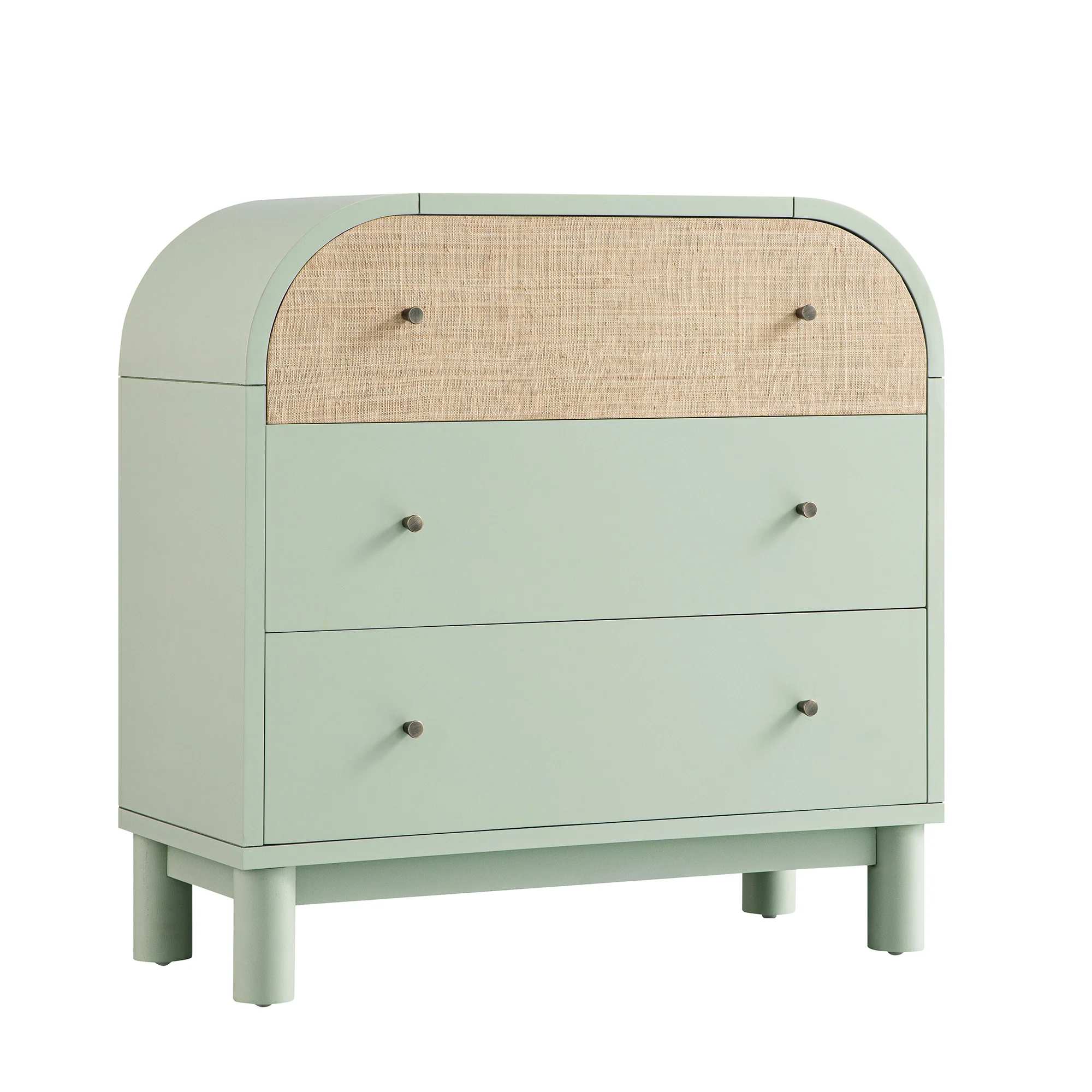 Maude Chest of 3 Drawers, Muted Pistachio Ash with Raffia - Image 7