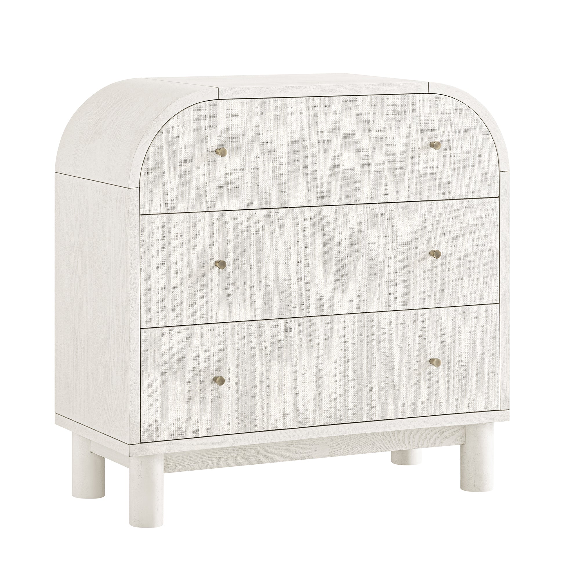 Maude Chest of 3 Drawers, Washed White Ash with Raffia - Image 6