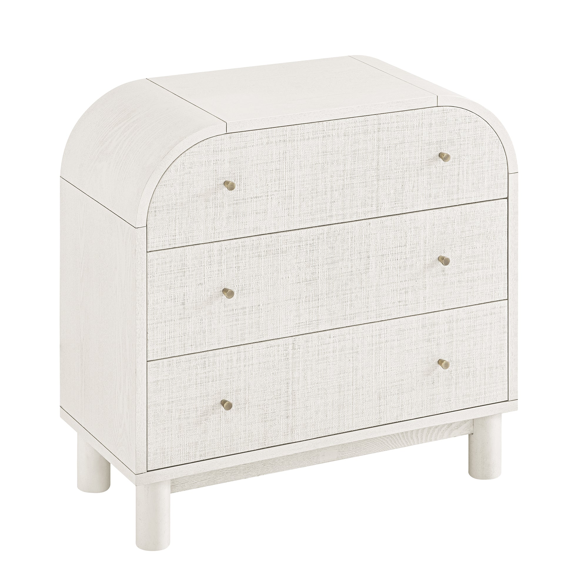 Maude Chest of 3 Drawers, Washed White Ash with Raffia - Image 9