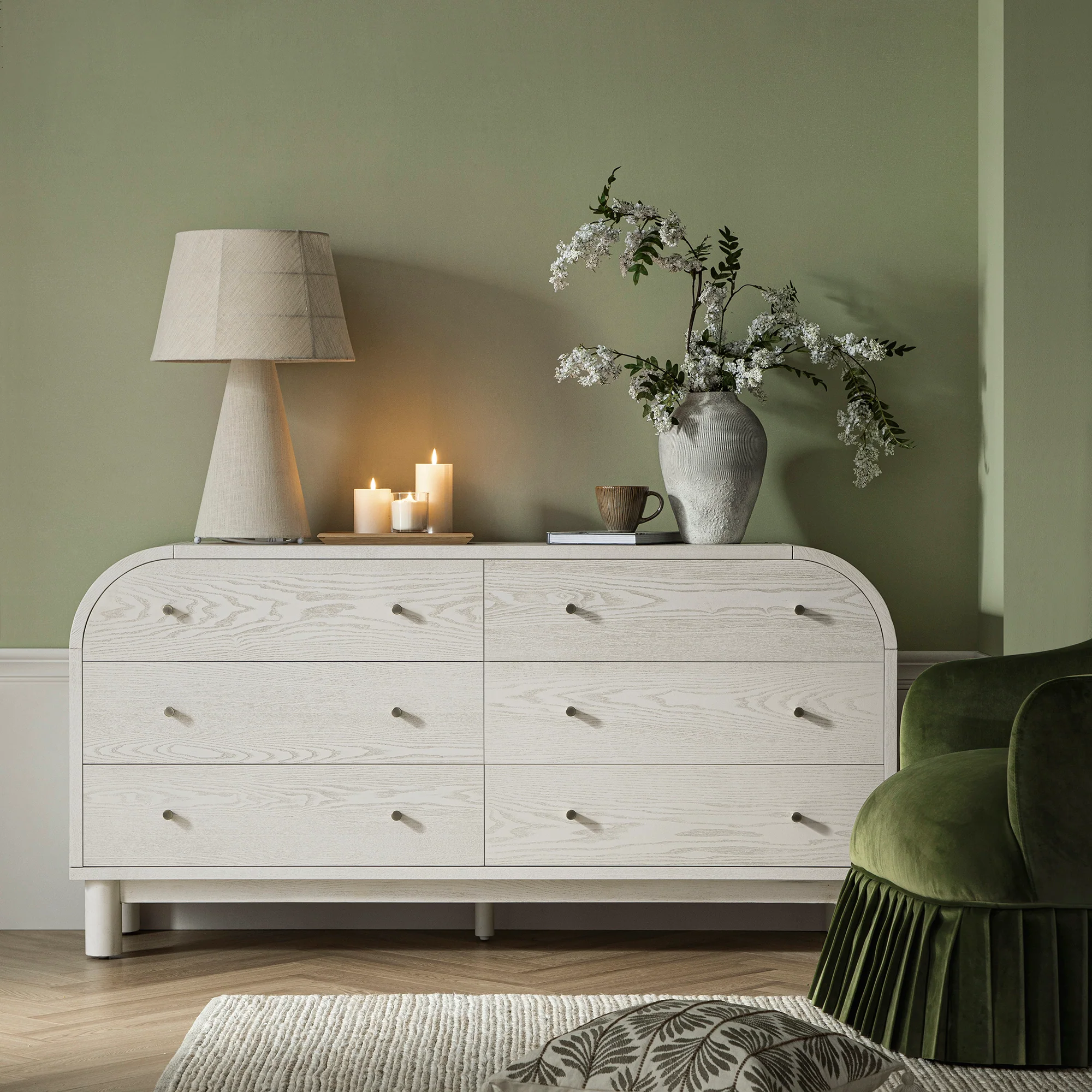 Maude Chest of 6 Drawers, Washed White Ash - Image 2