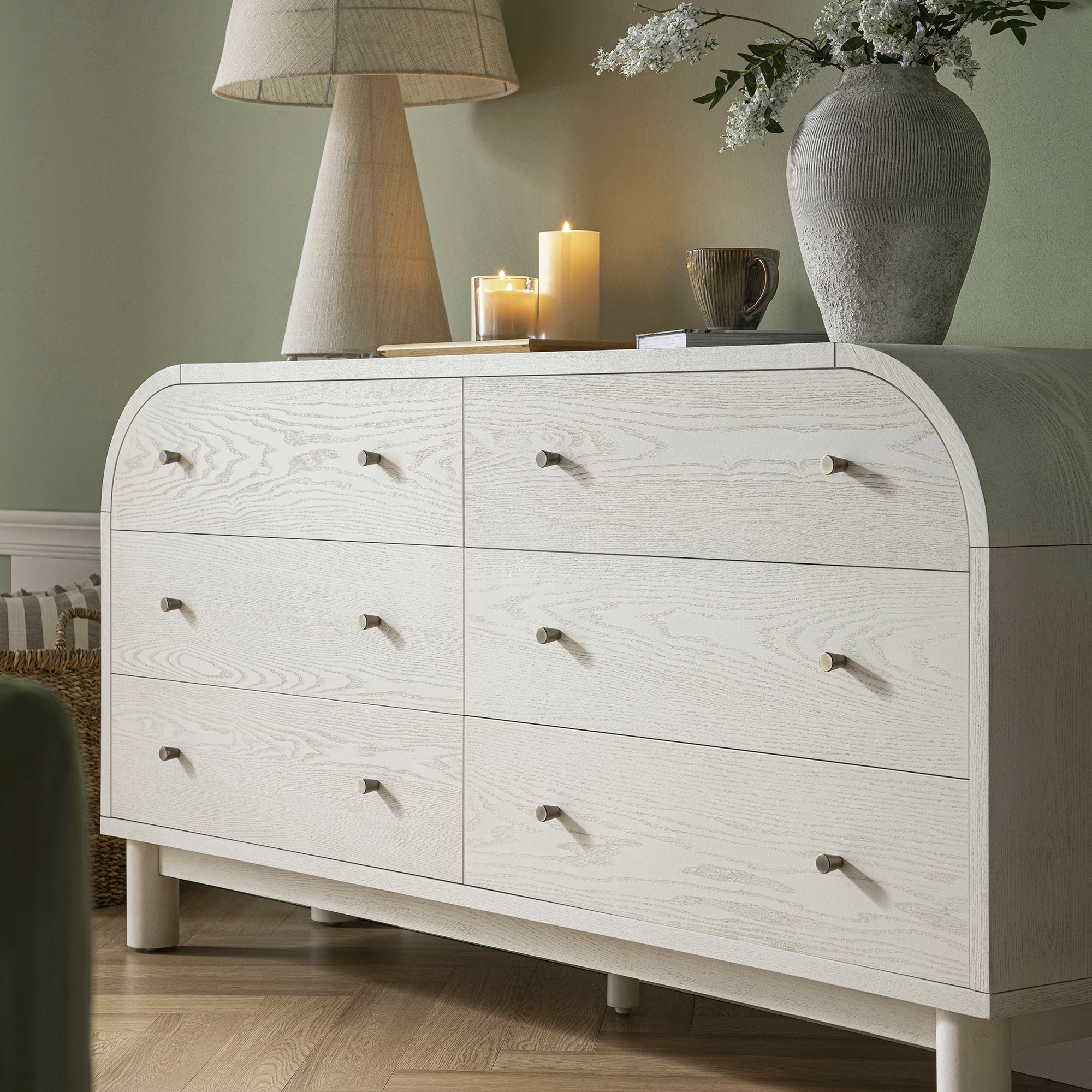 Maude Chest of 6 Drawers, Washed White Ash - Image 3