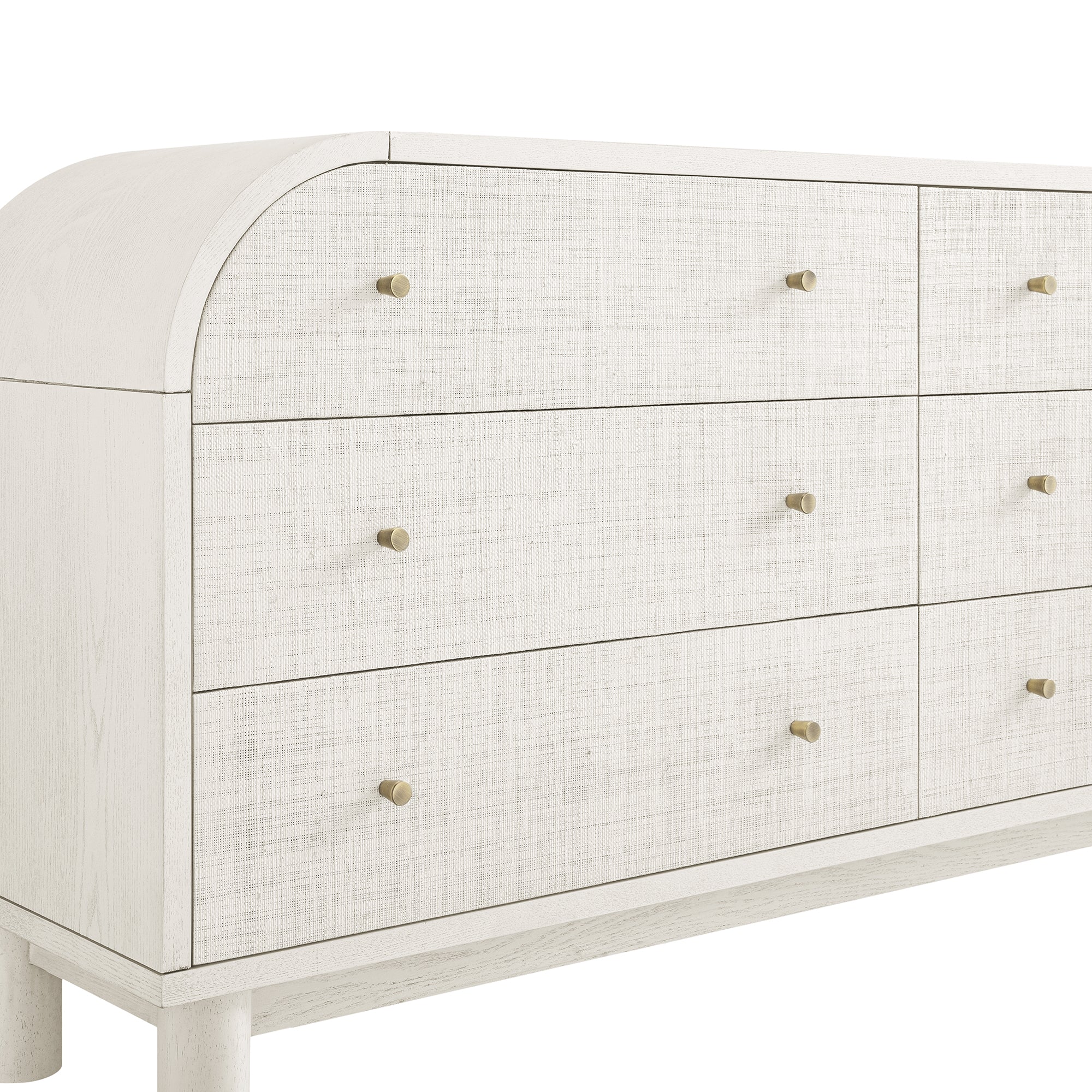 Maude Chest of 6 Drawers, Washed White Ash with Raffia - Image 12
