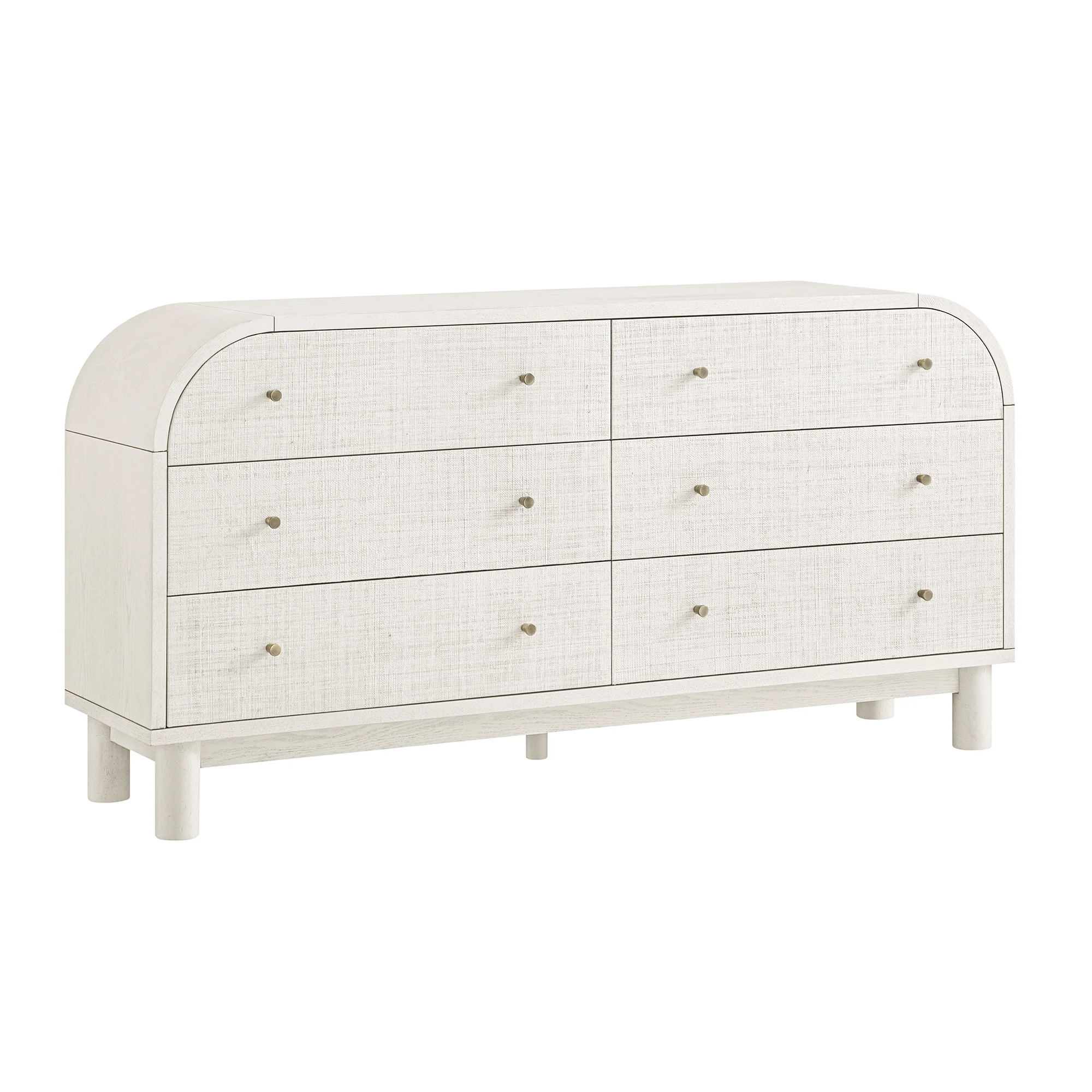 Maude Chest of 6 Drawers, Washed White Ash with Raffia - Image 6