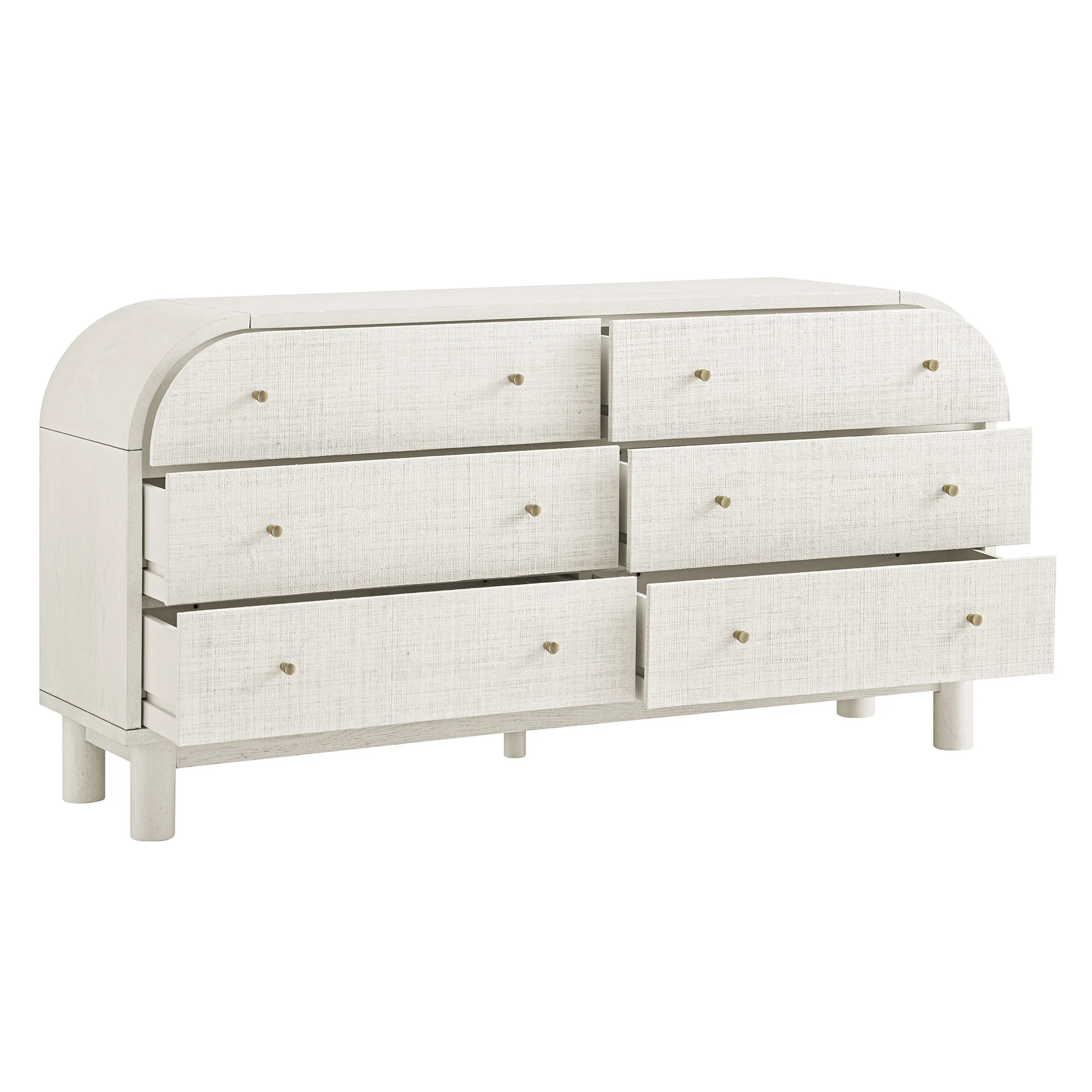 Maude Chest of 6 Drawers, Washed White Ash with Raffia - Image 8