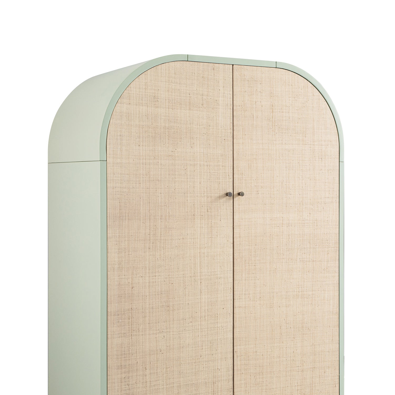 Maude Double Wardrobe, Muted Pistachio Ash with Raffia - Image 14