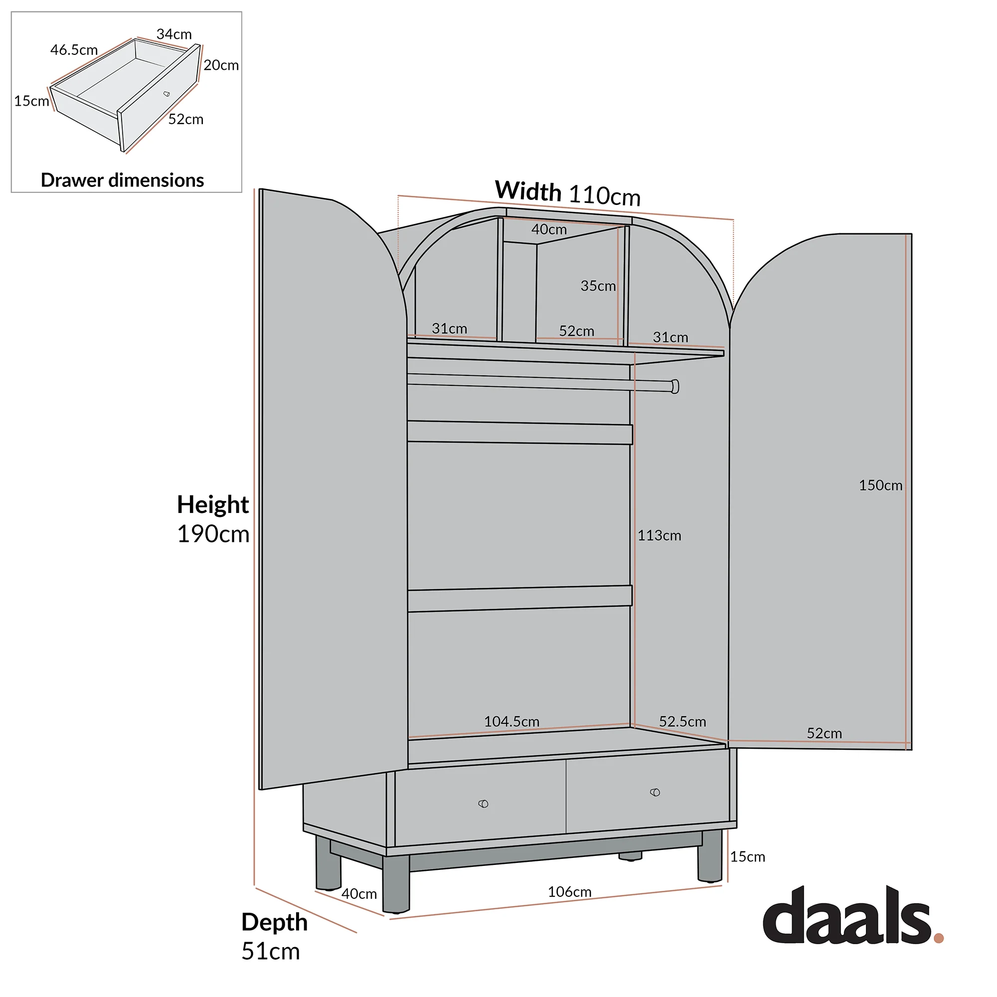 Maude Double Wardrobe, Natural Ash with Raffia - Image 9