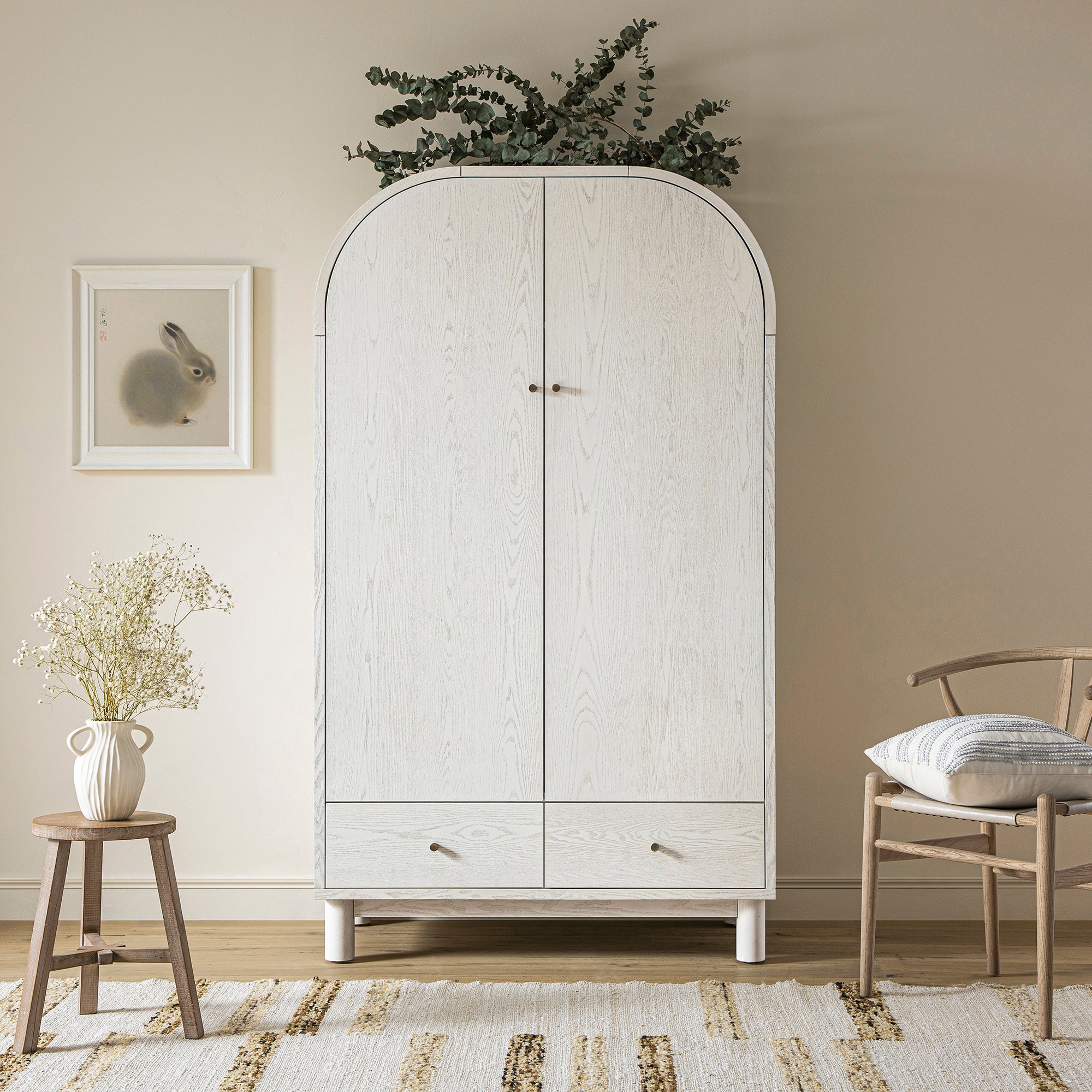 Maude Double Wardrobe, Washed White Ash - Image 2