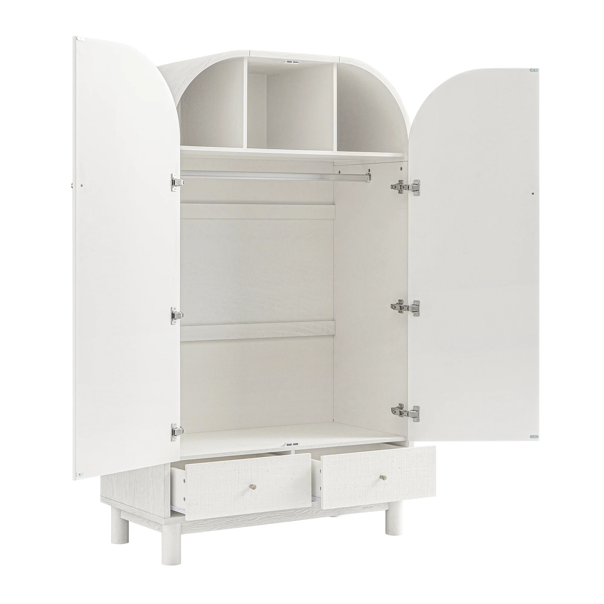 Maude Double Wardrobe, Washed White Ash with Raffia - Image 14