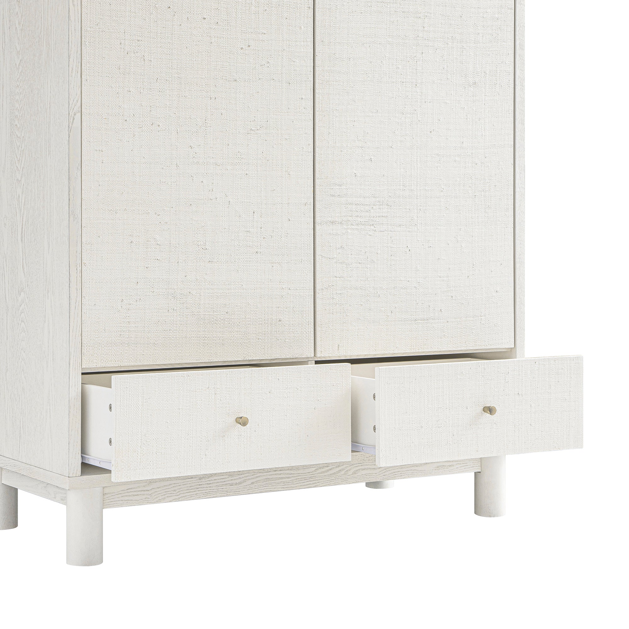 Maude Double Wardrobe, Washed White Ash with Raffia - Image 18