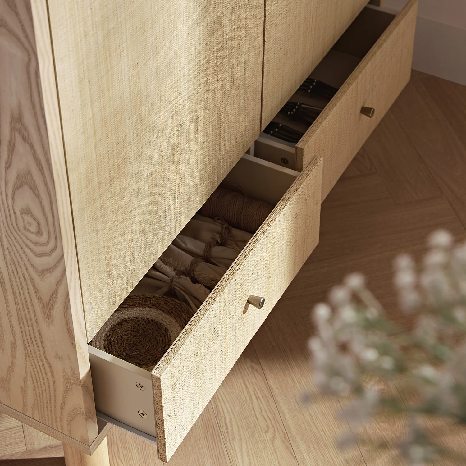 Maude Large Storage Cabinet, Natural Ash with Raffia - Image 6