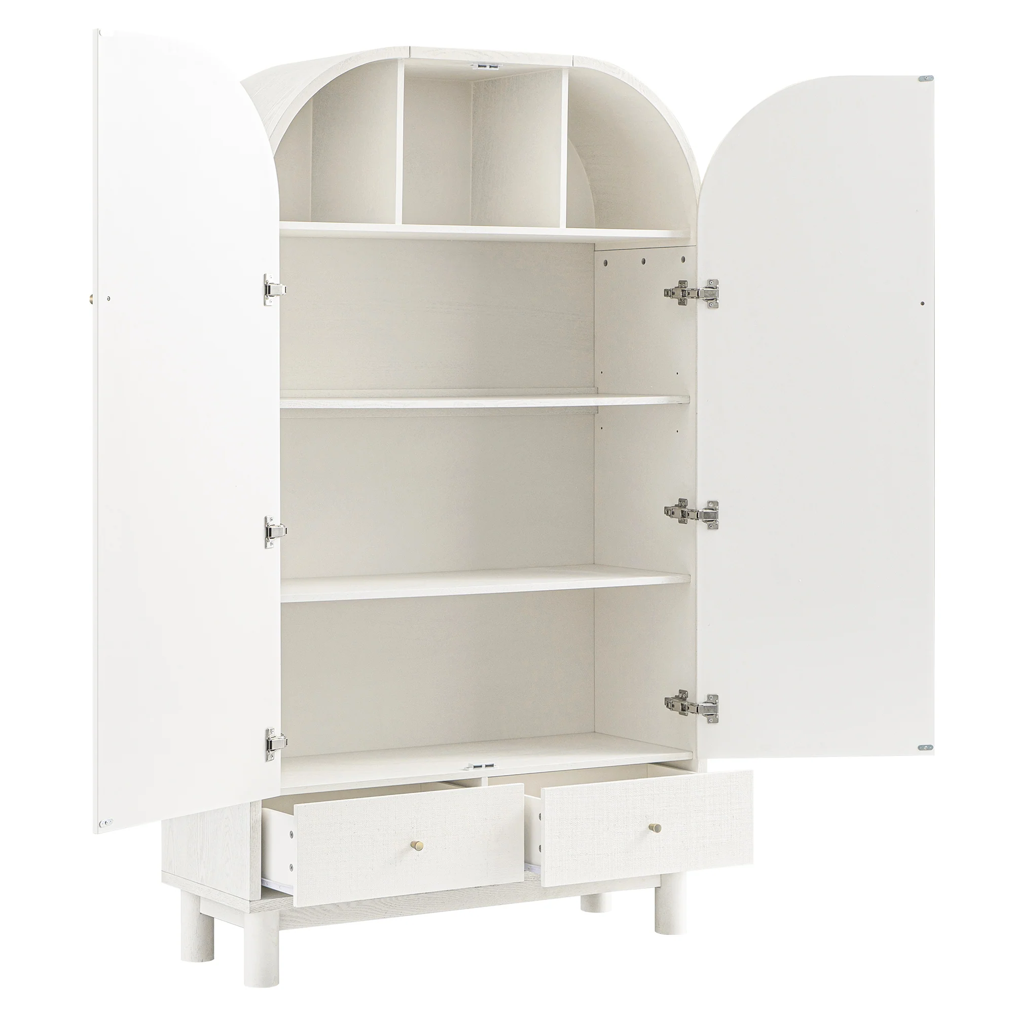 Maude Large Storage Cabinet, Washed White Ash with Raffia - Image 11