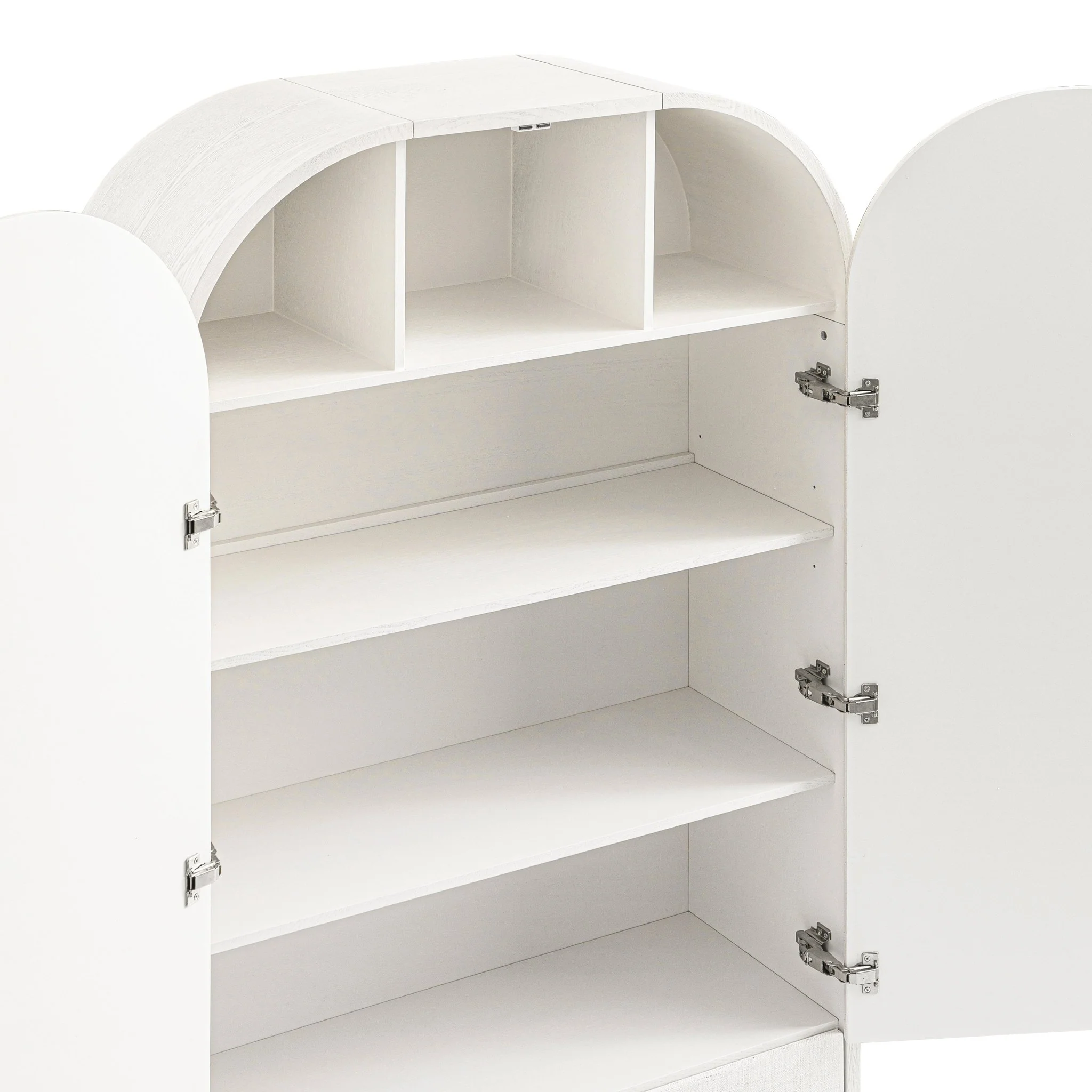 Maude Large Storage Cabinet, Washed White Ash with Raffia - Image 14