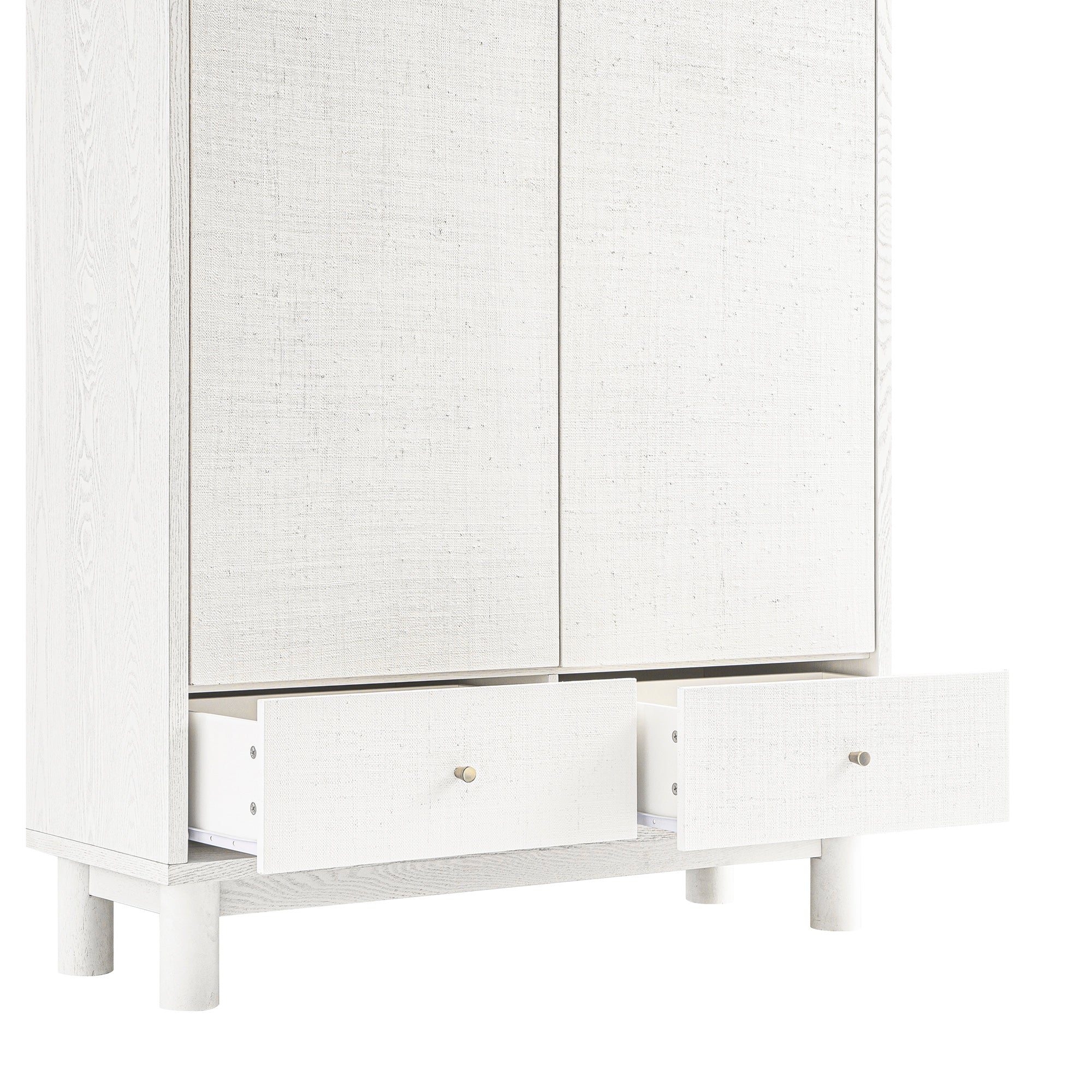 Maude Large Storage Cabinet, Washed White Ash with Raffia - Image 15