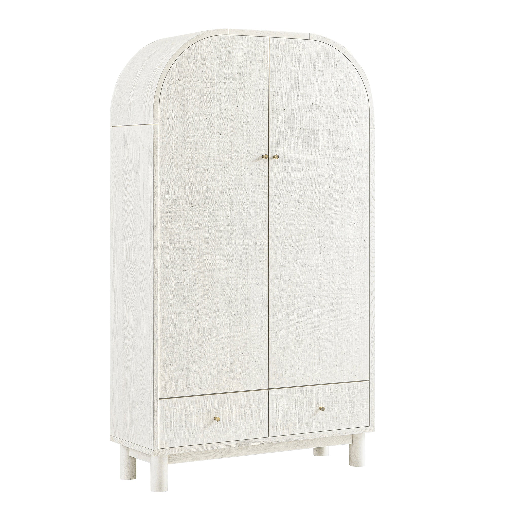 Maude Large Storage Cabinet, Washed White Ash with Raffia - Image 8
