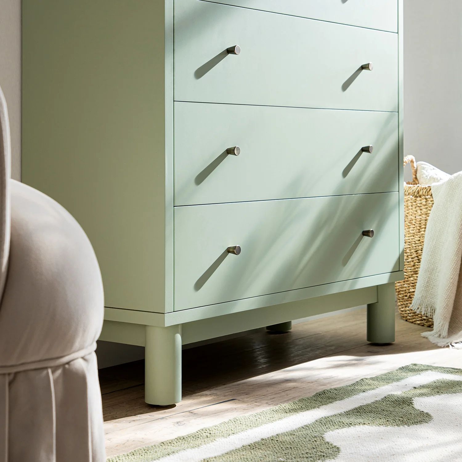Maude Tall Chest, Muted Pistachio Ash with Raffia - Image 6