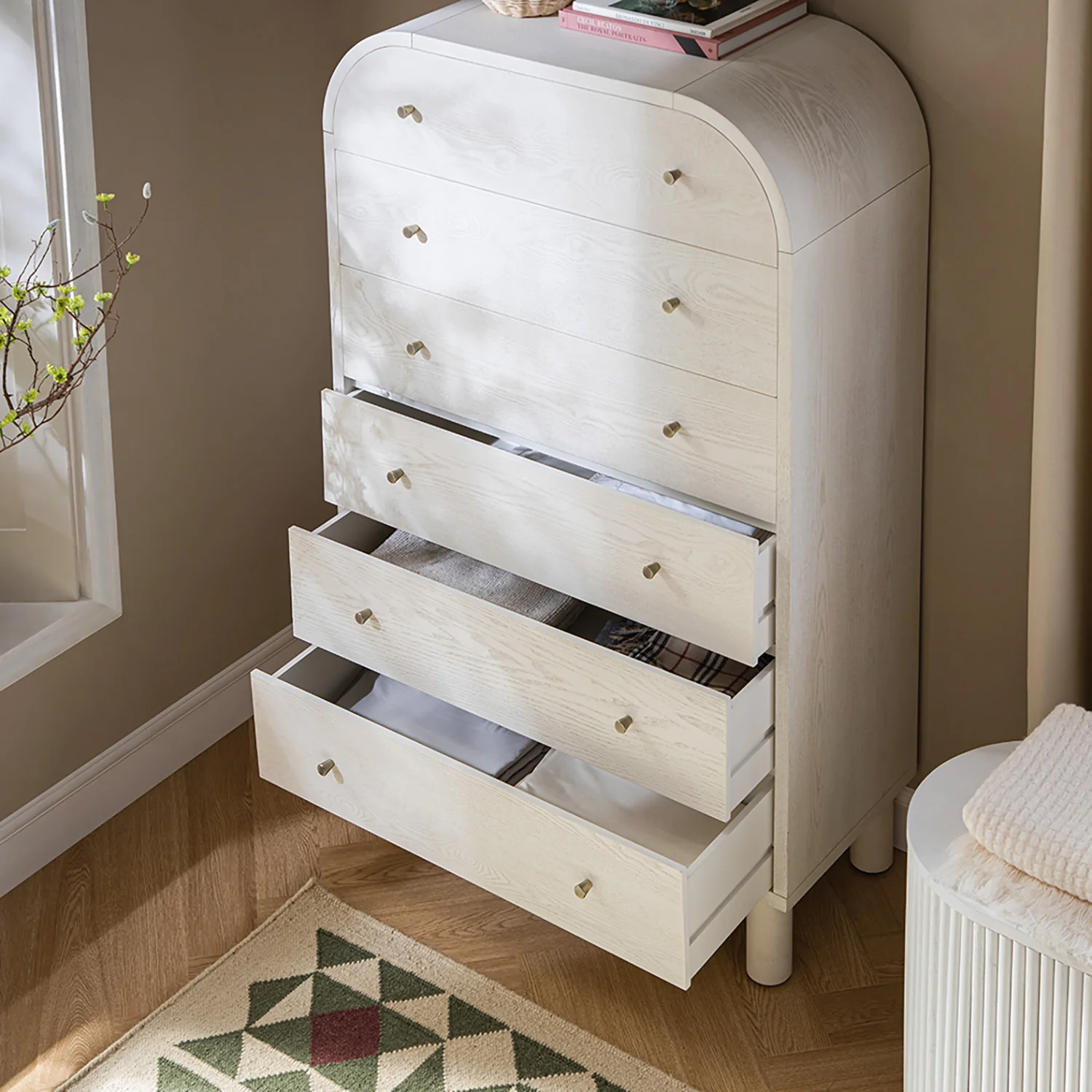 Maude Tall Chest, Washed White Ash - Image 3