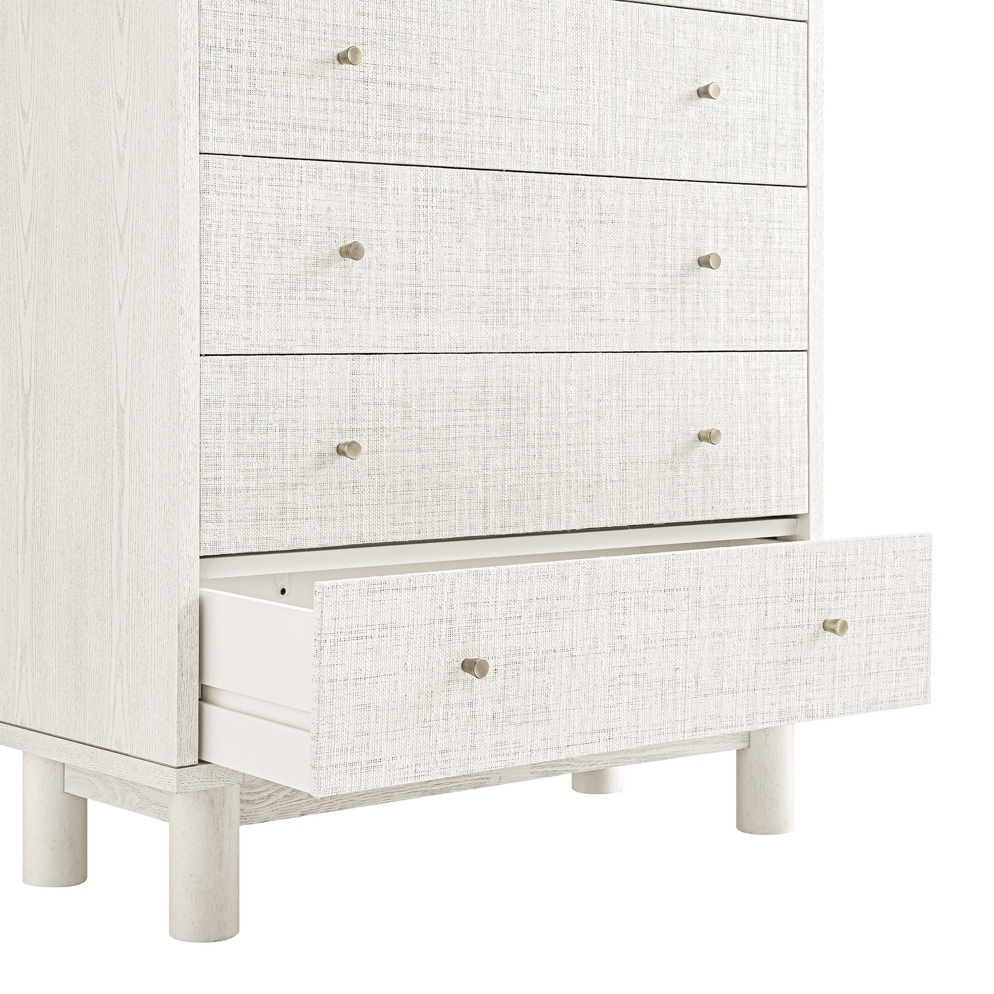 Maude Tall Chest, Washed White Ash with Raffia - Image 14