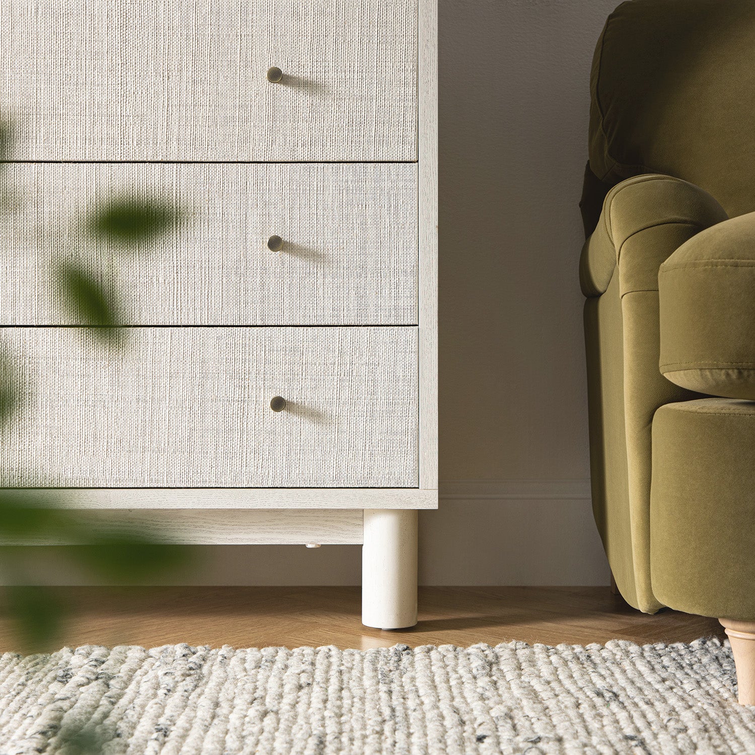 Maude Tall Chest, Washed White Ash with Raffia - Image 5