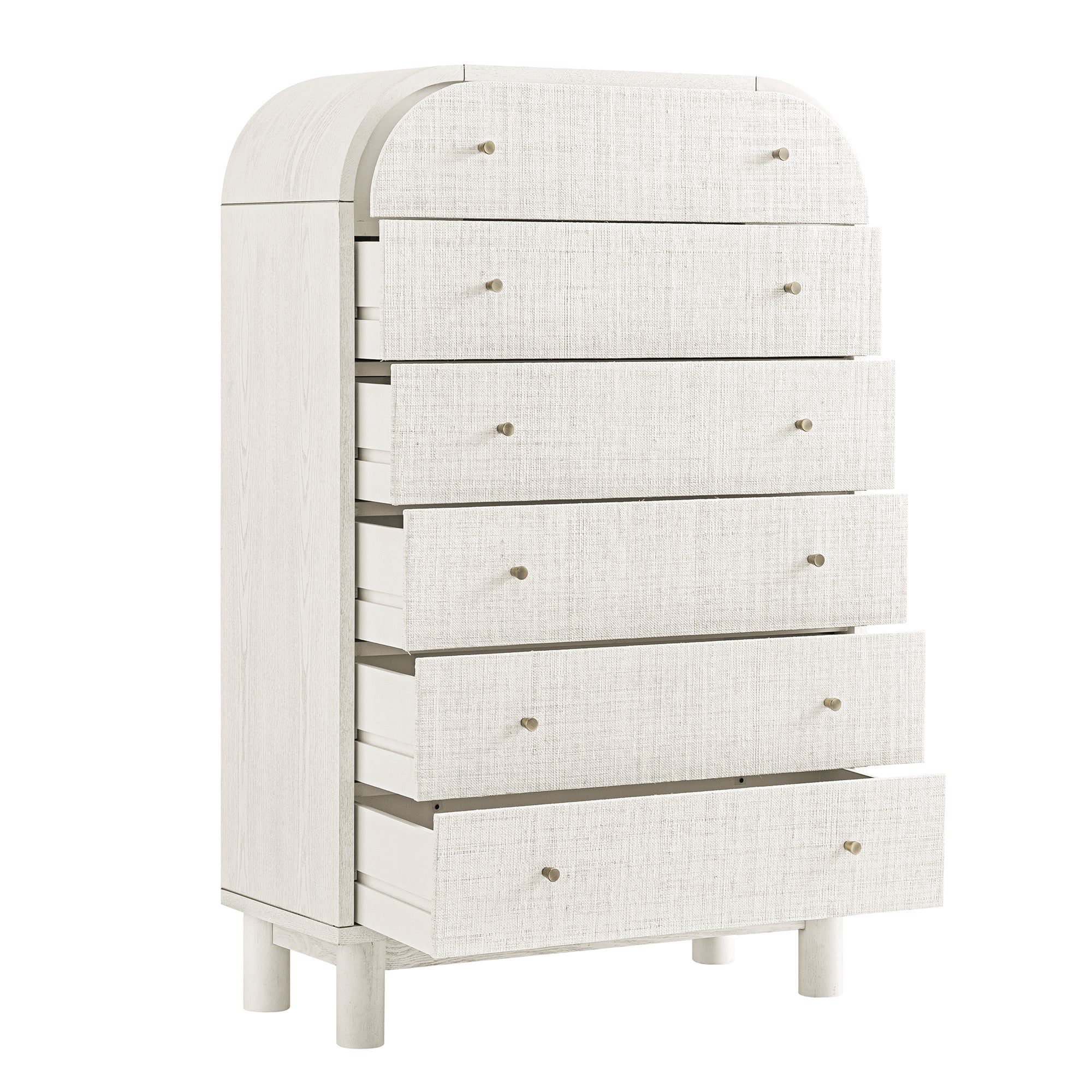 Maude Tall Chest, Washed White Ash with Raffia - Image 9