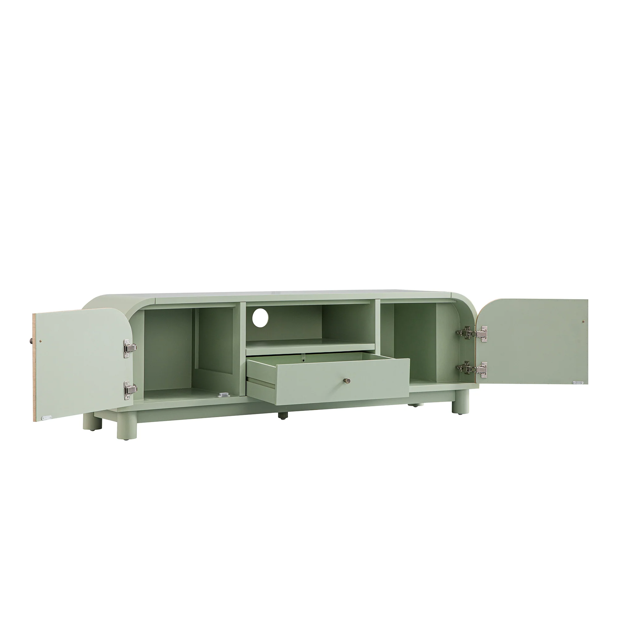 Maude TV Unit, Muted Pistachio Ash with Raffia - Image 6