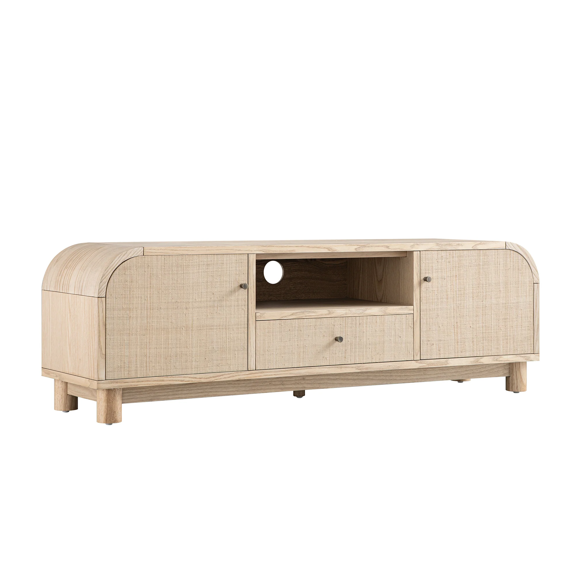 Maude TV Unit, Natural Ash with Raffia - Image 2