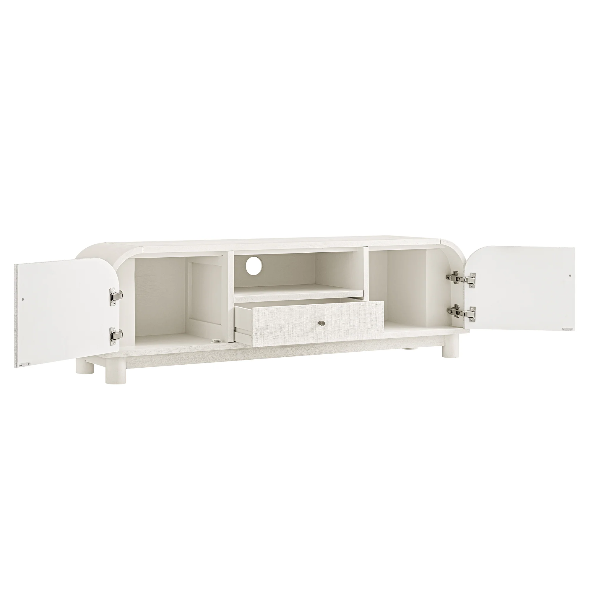 Maude TV Unit, Washed White Ash with Raffia - Image 12