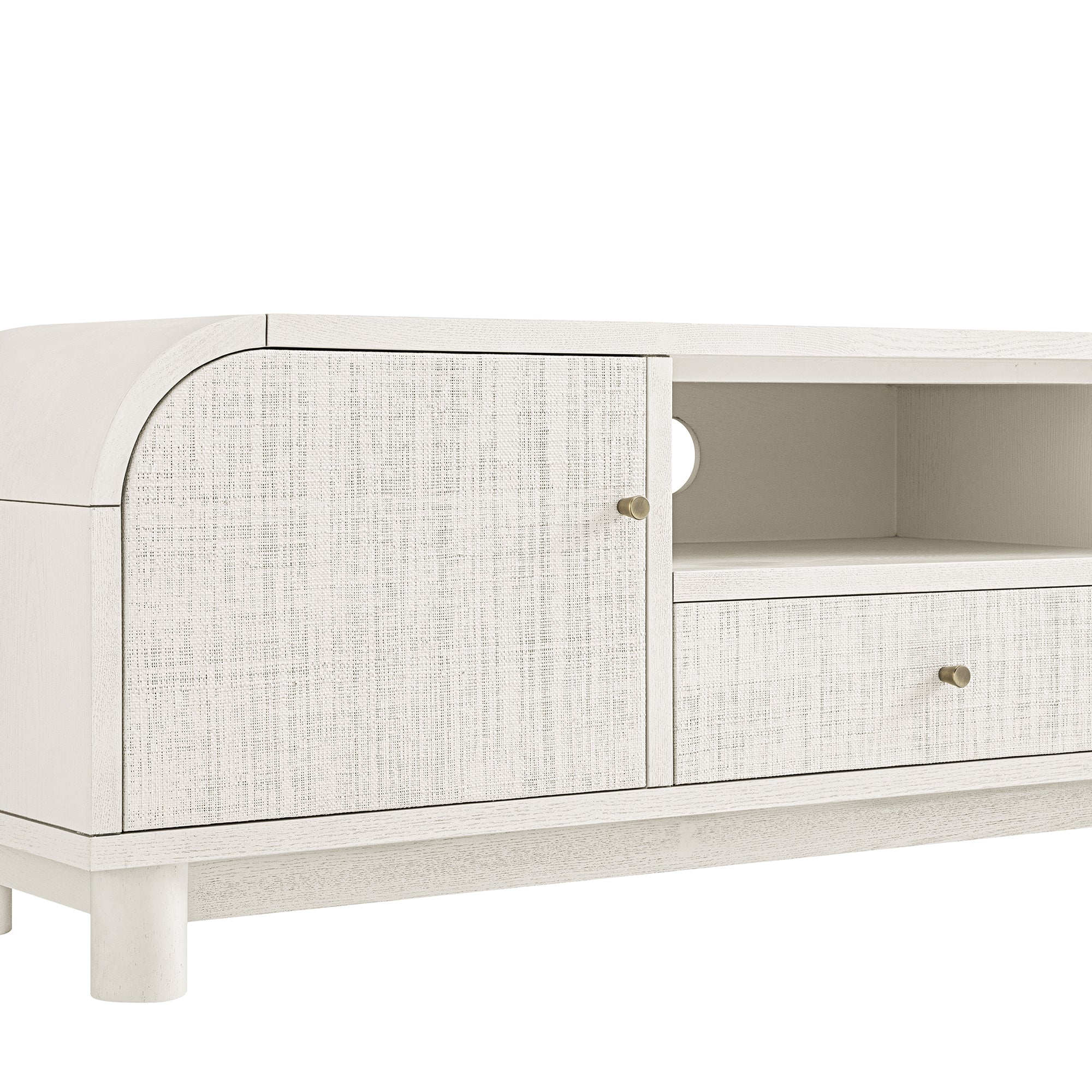 Maude TV Unit, Washed White Ash with Raffia - Image 15
