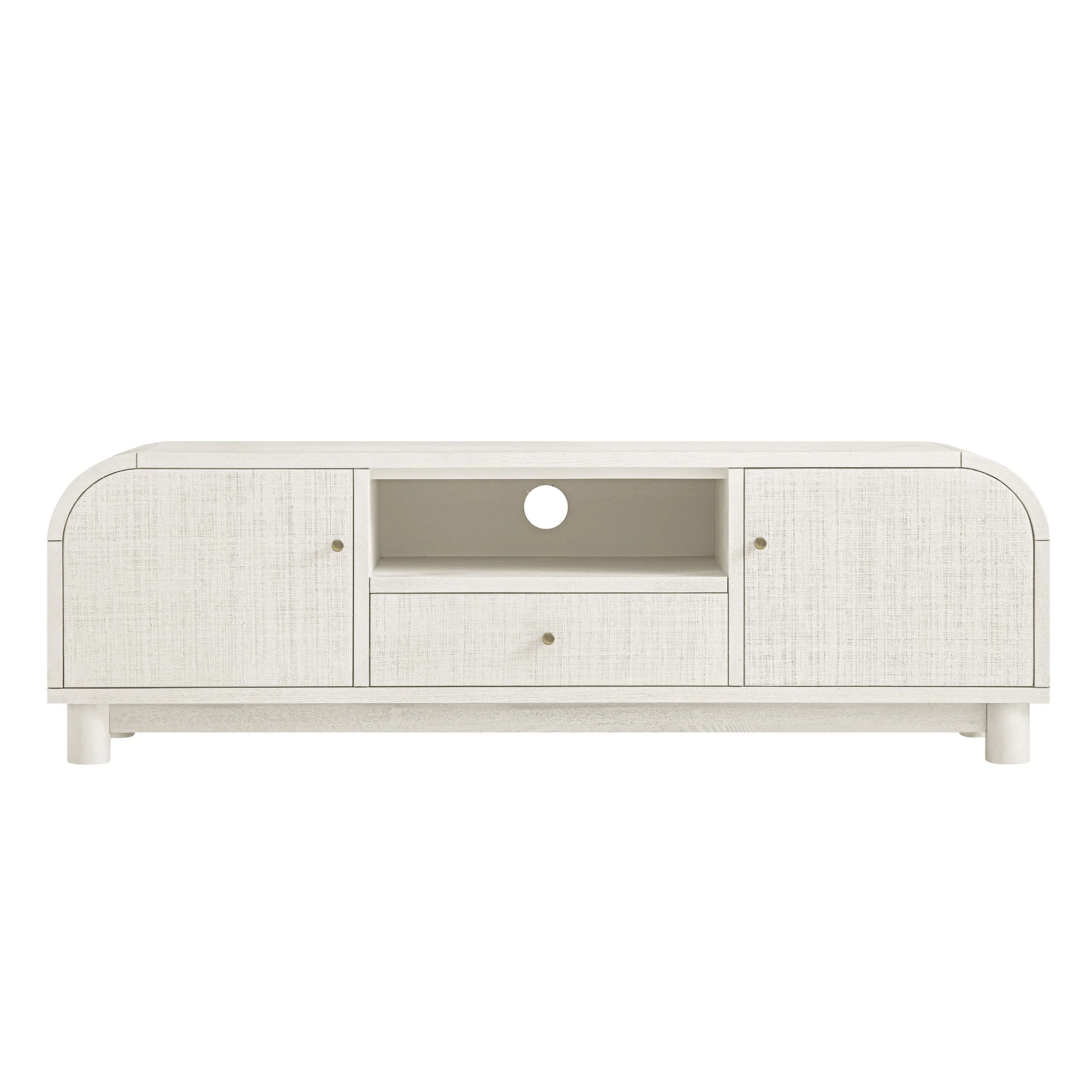 Maude TV Unit, Washed White Ash with Raffia - Image 7
