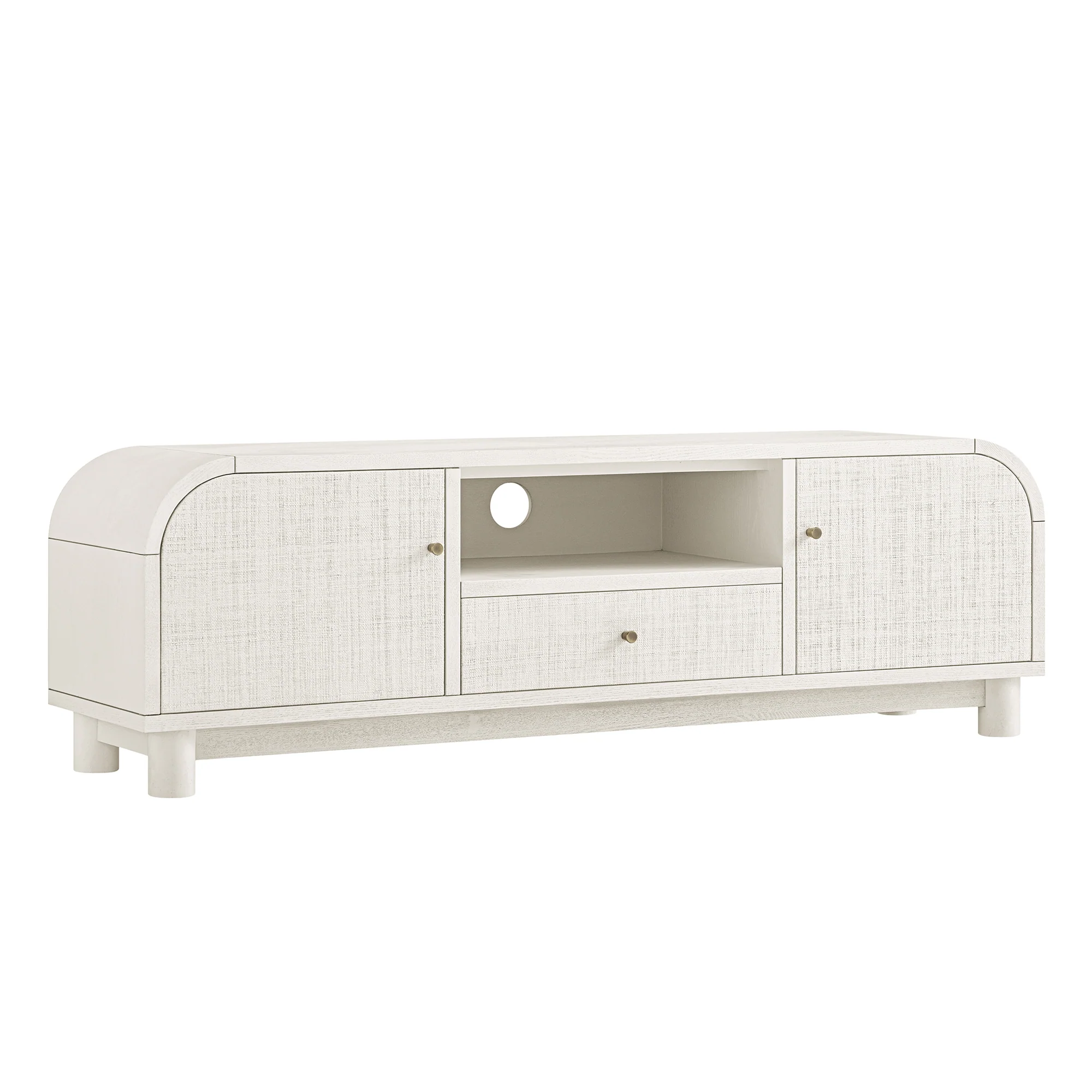 Maude TV Unit, Washed White Ash with Raffia - Image 8