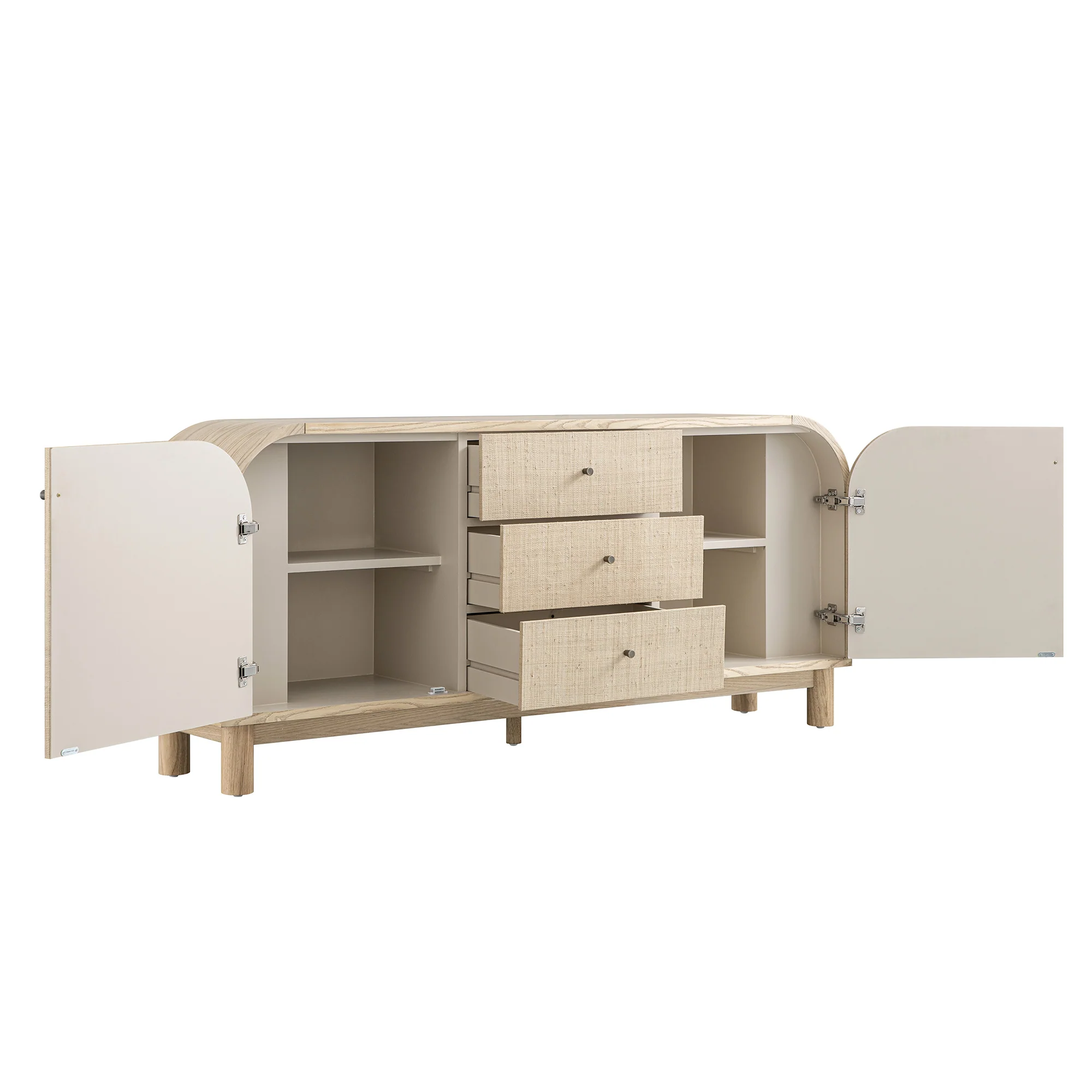 Maude Wide 3-Drawer Sideboard, Natural Ash with Raffia - Image 11