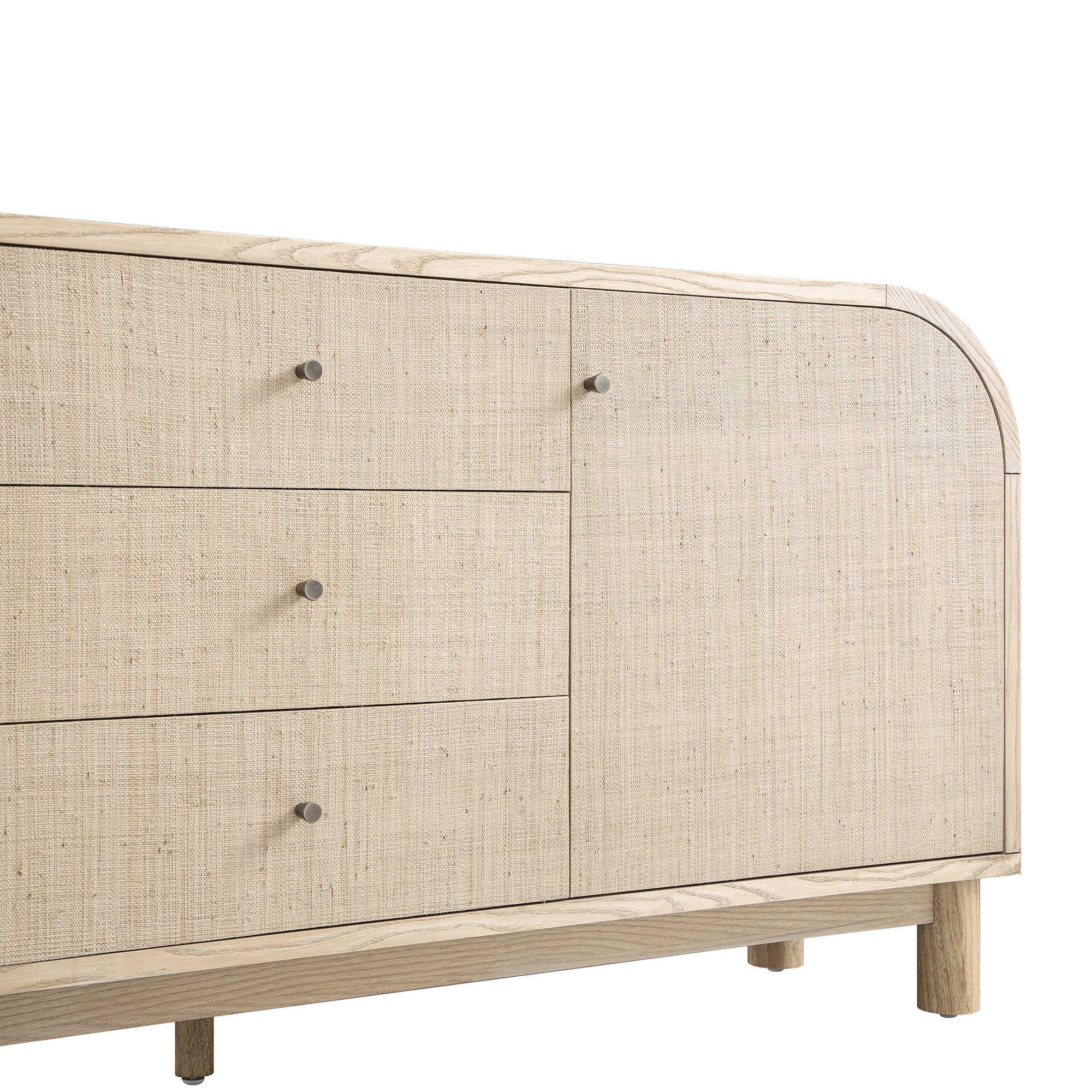 Maude Wide 3-Drawer Sideboard, Natural Ash with Raffia - Image 14
