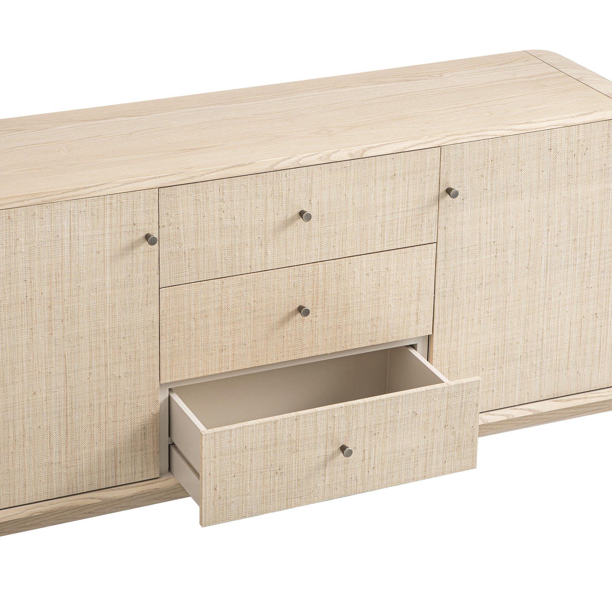 Maude Wide 3-Drawer Sideboard, Natural Ash with Raffia - Image 15