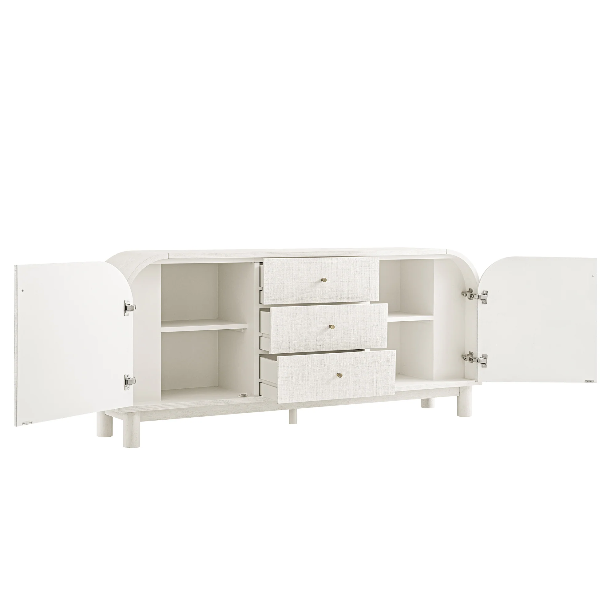 Maude Wide 3-Drawer Sideboard, Washed White Ash with Raffia - Image 12