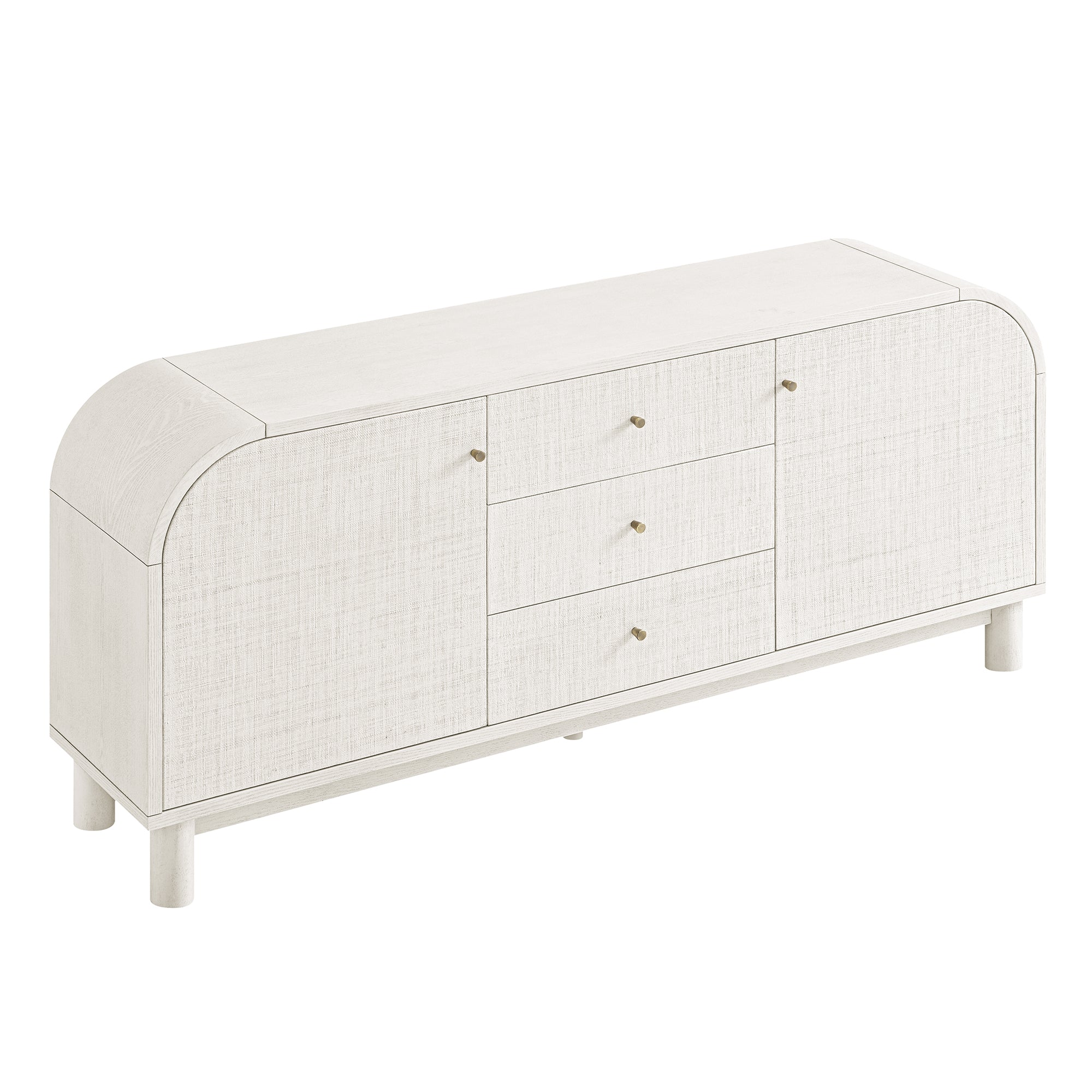 Maude Wide 3-Drawer Sideboard, Washed White Ash with Raffia - Image 14