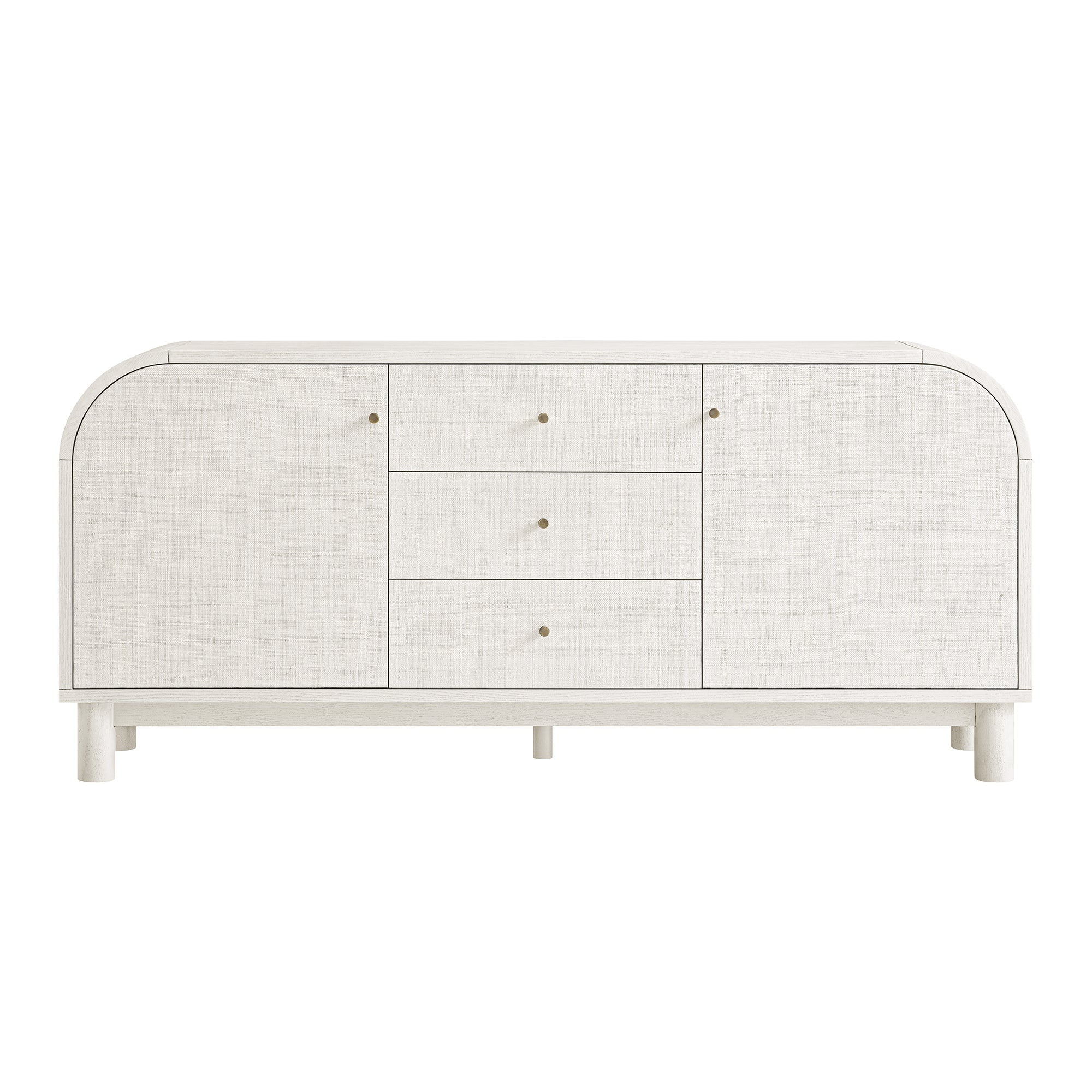 Maude Wide 3-Drawer Sideboard, Washed White Ash with Raffia - Image 9