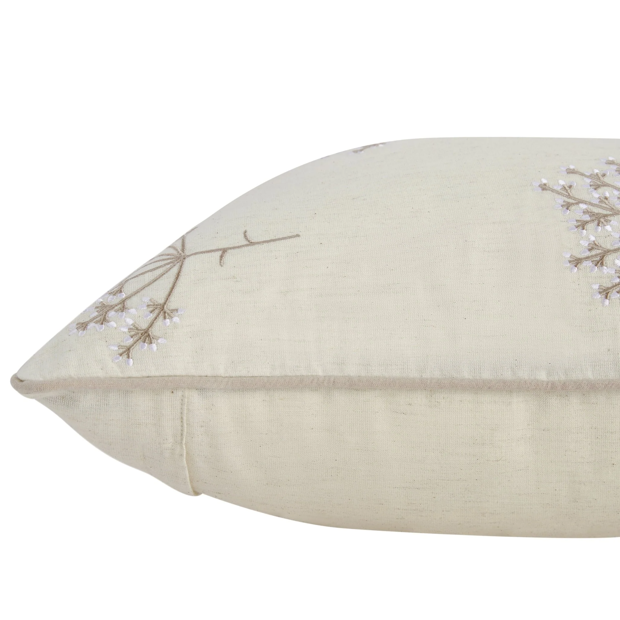 Meadow Cream Sprig Embroidered Cotton Cushion - Image 2