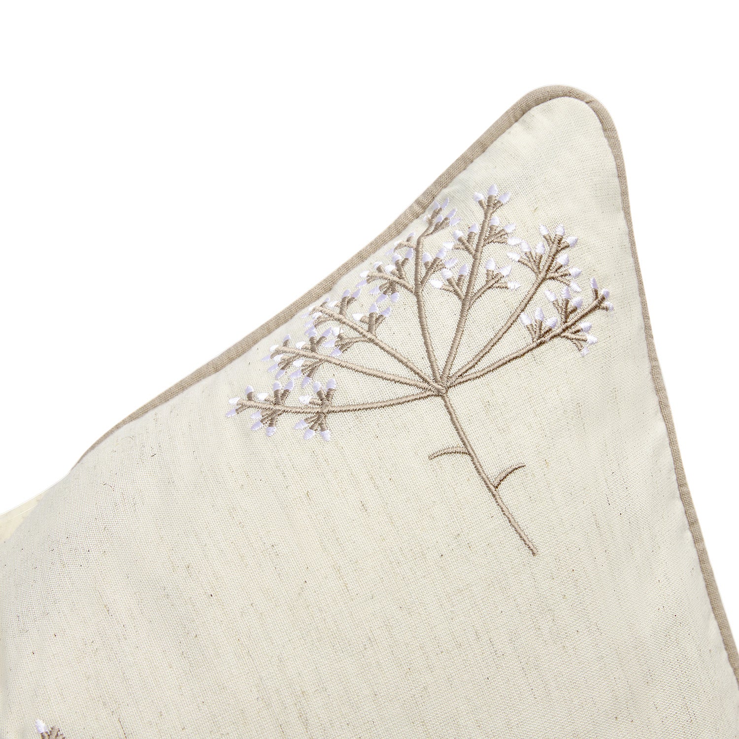 Meadow Cream Sprig Embroidered Cotton Cushion - Image 3
