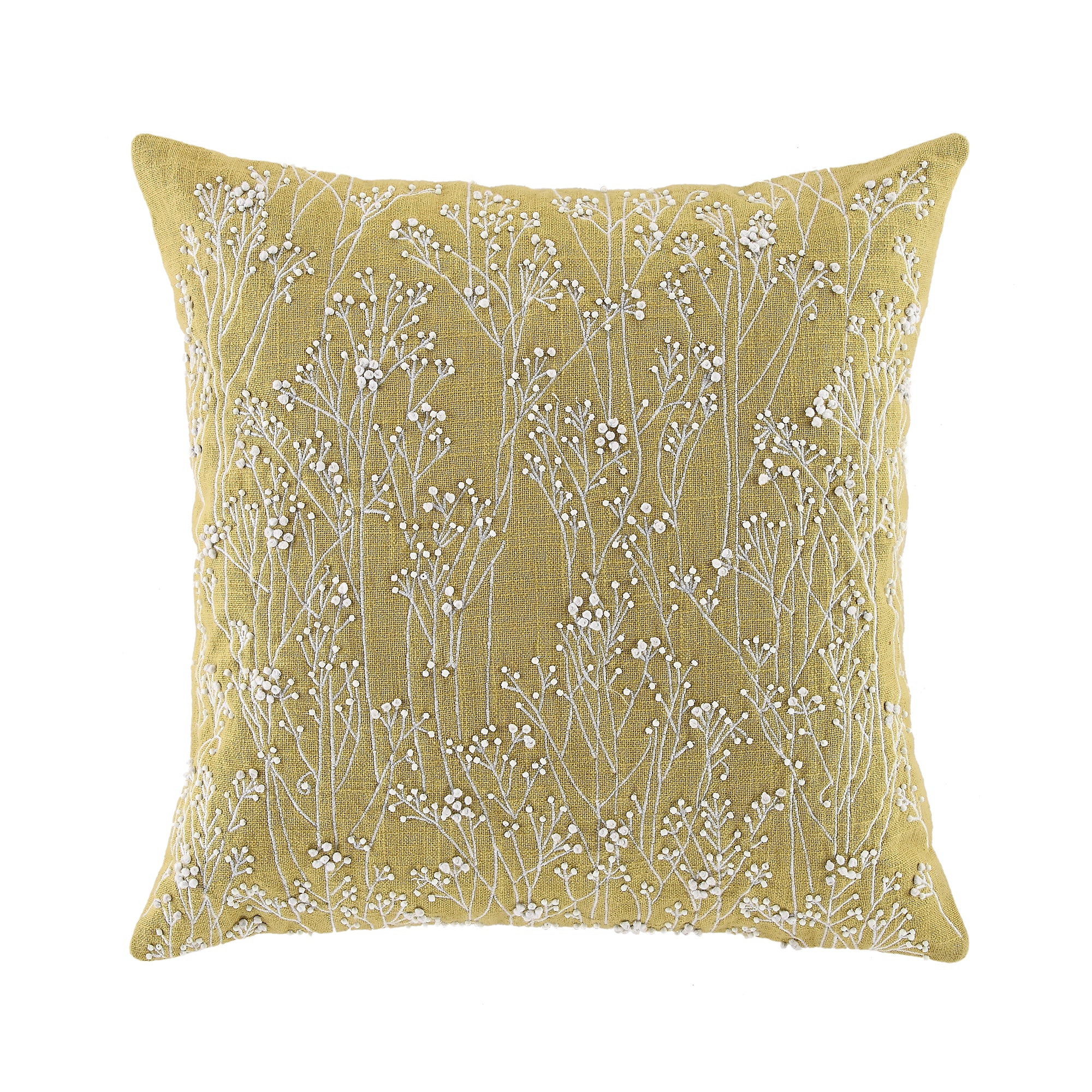 Meadow Hand Beaded and Embroidered Corn Yellow Cushion - Image 3