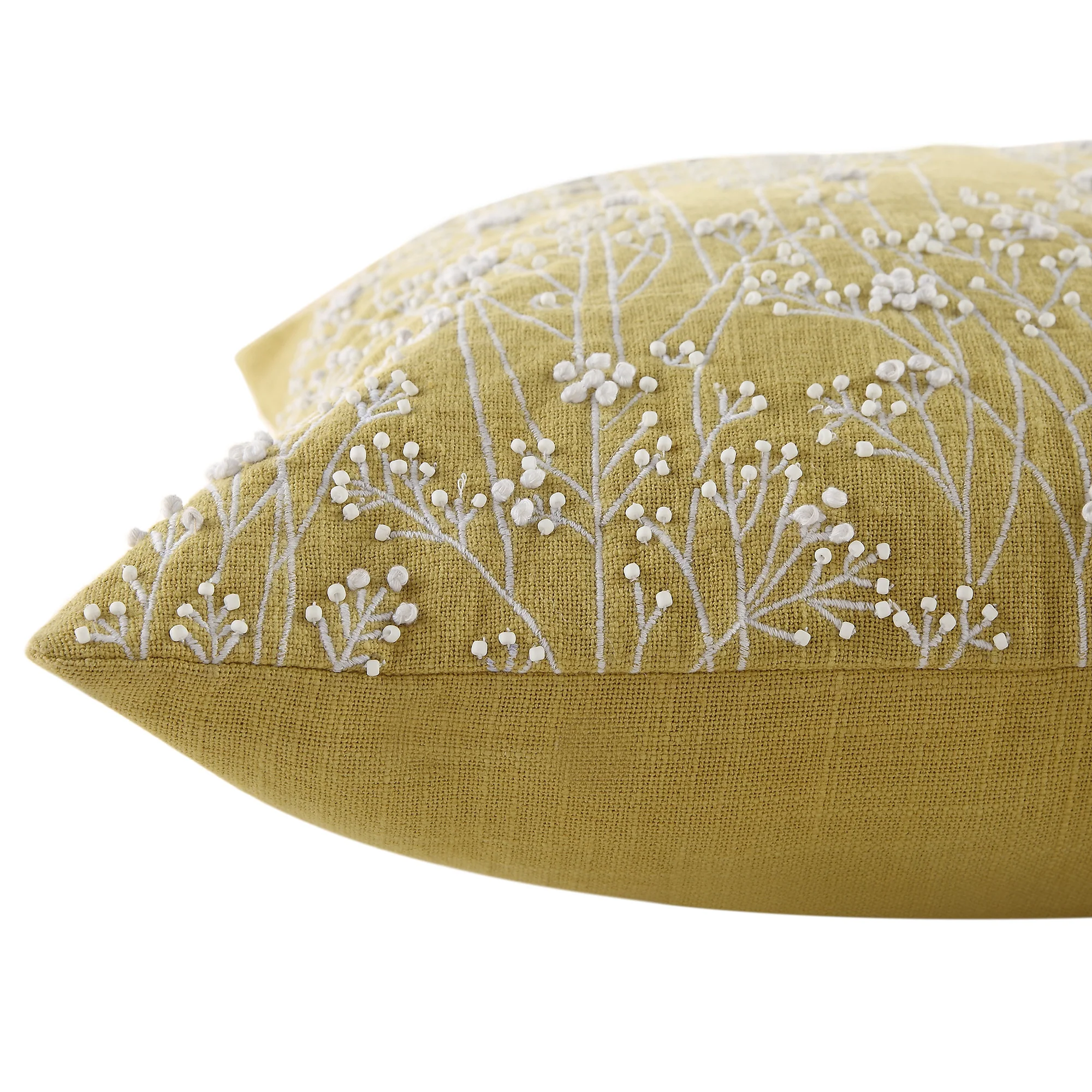 Meadow Hand Beaded and Embroidered Corn Yellow Cushion - Image 4