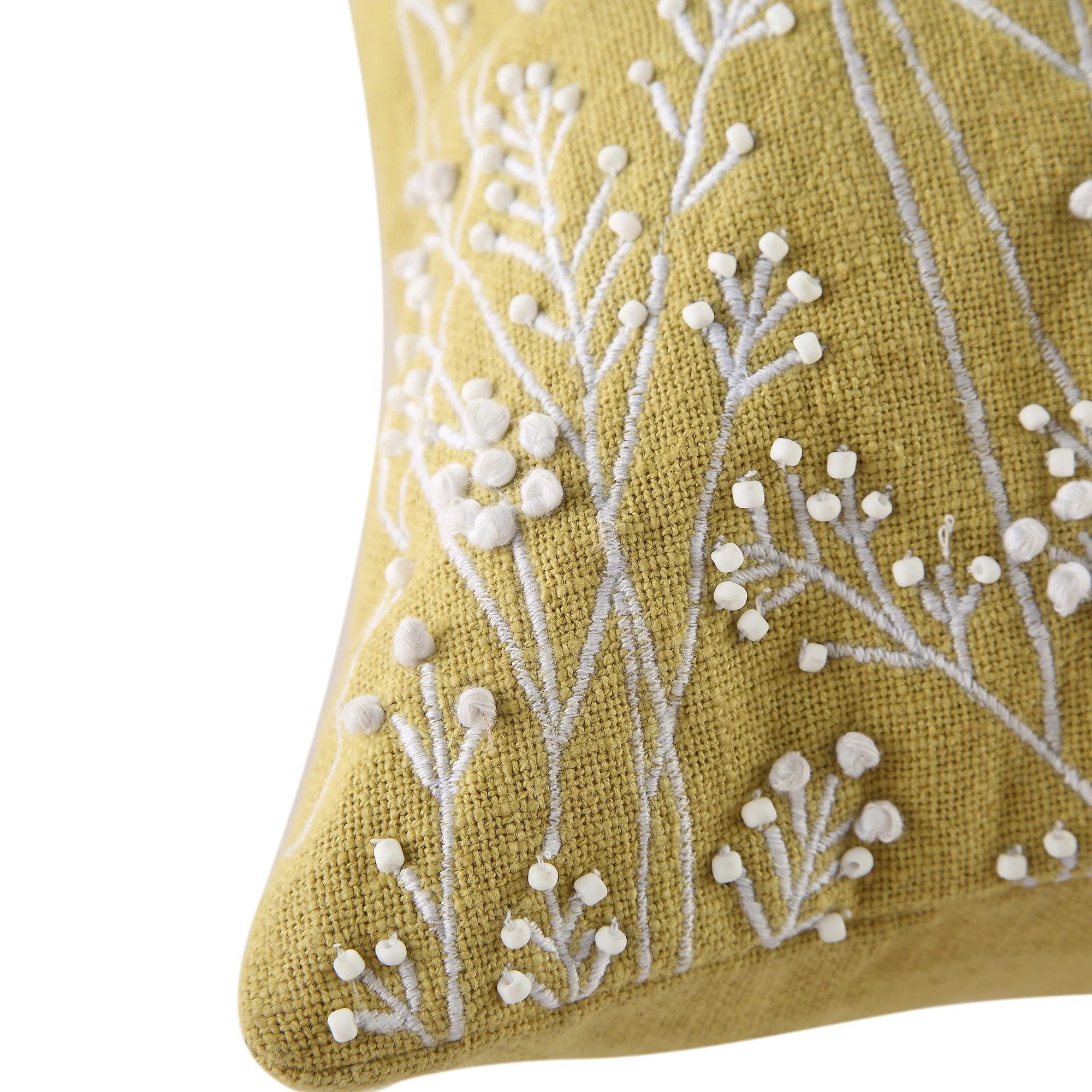 Meadow Hand Beaded and Embroidered Corn Yellow Cushion - Image 6