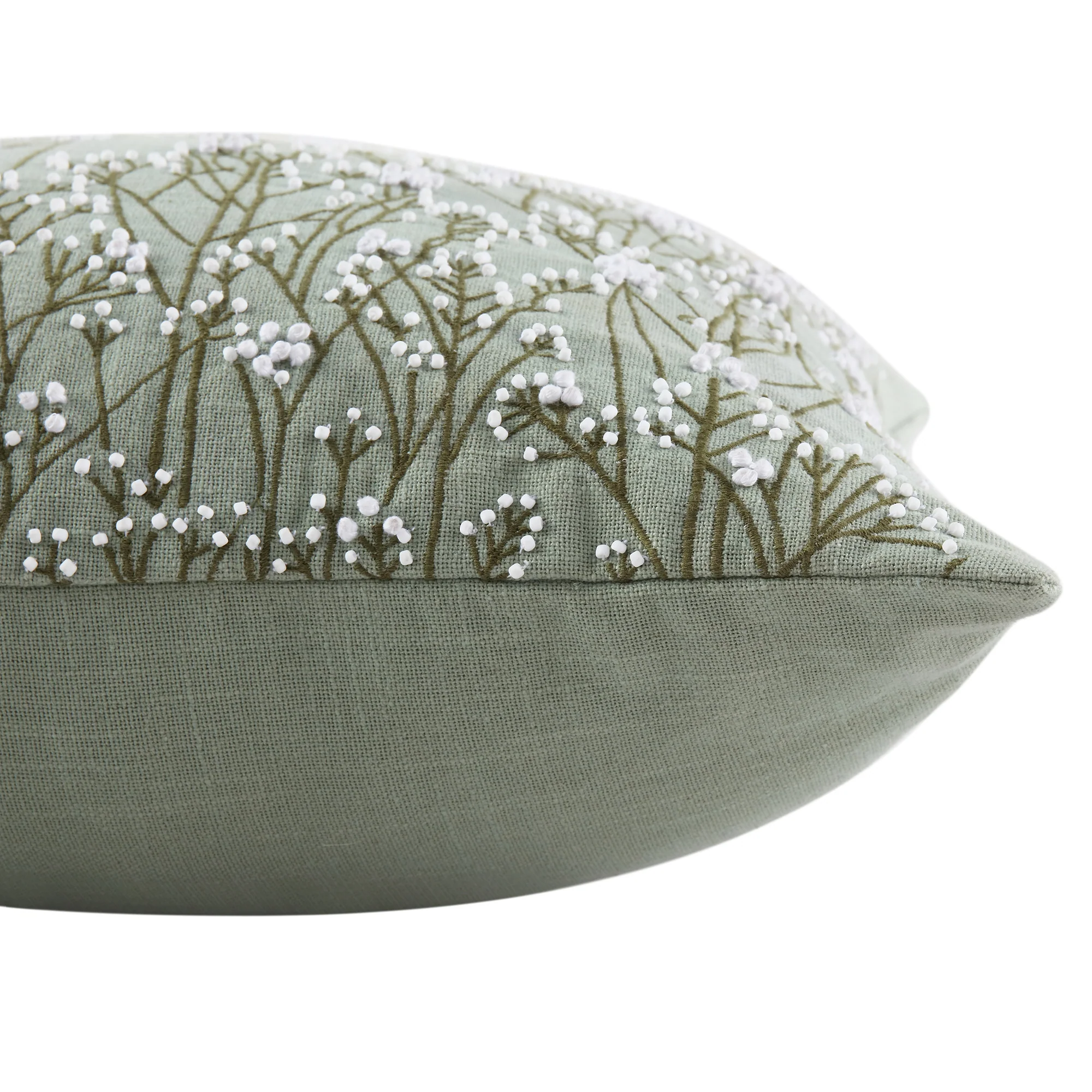 Meadow Hand Beaded and Embroidered Sage Green Cushion - Image 5