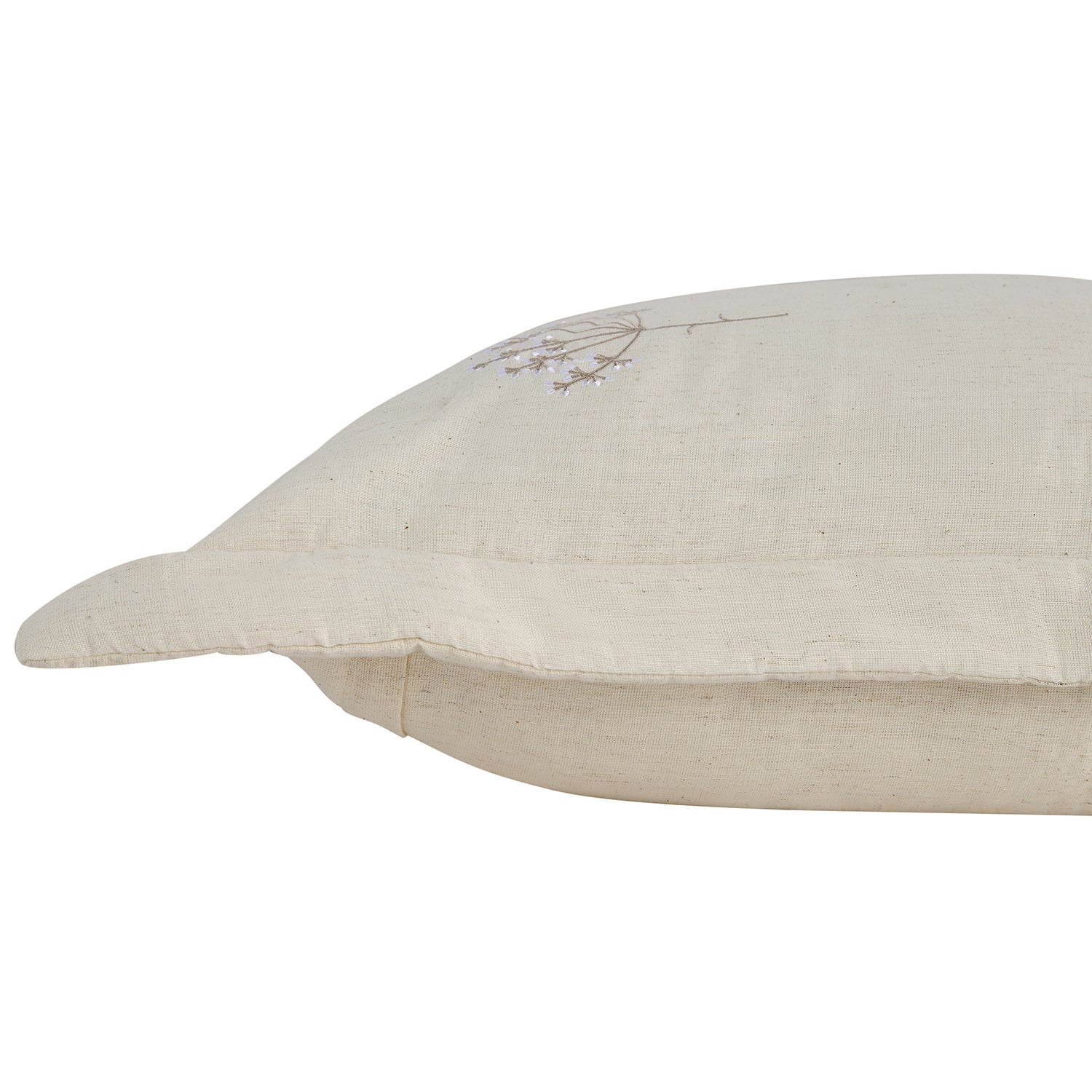 Meadow Cream Sprig Embroidered Quilted Linen Blend Continental Square Pillowcases - Pair - Image 4