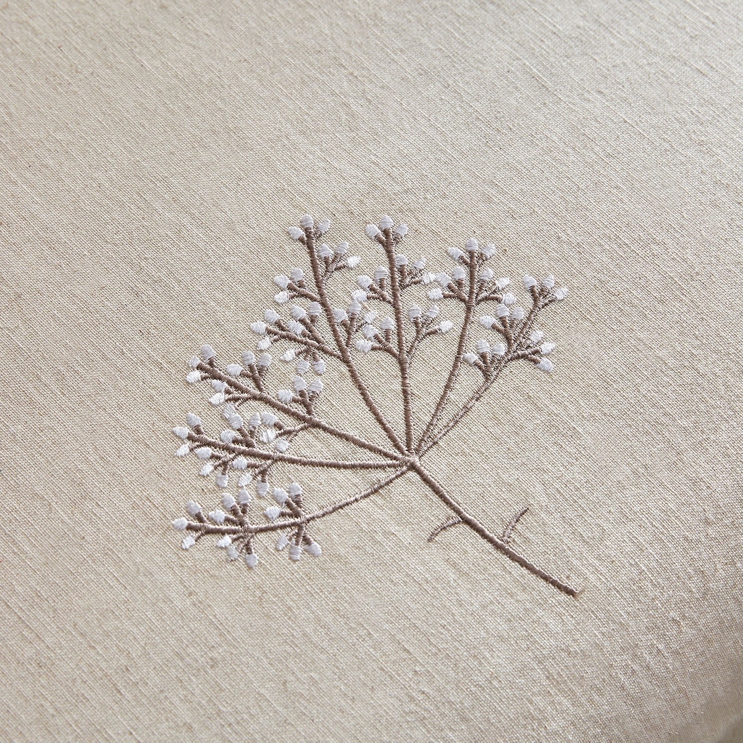 Meadow Cream Sprig Embroidered Linen Blend Regular Oxford Pillowcases - Pair - Image 3