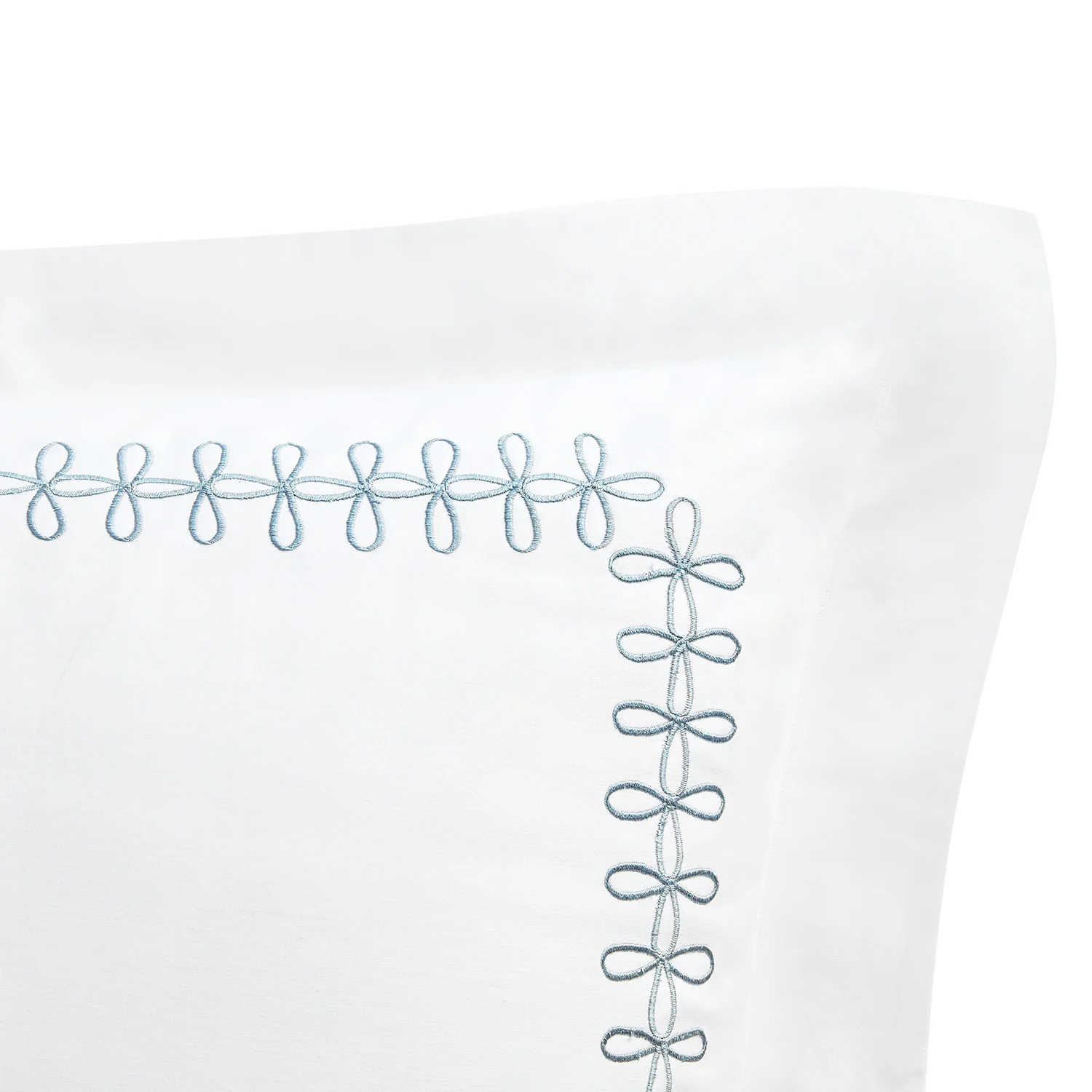 Milano Air Force Blue Knot Embroidered 600 Thread Count Cotton Sateen Continental Square Pillowcases - Pair - Image 2