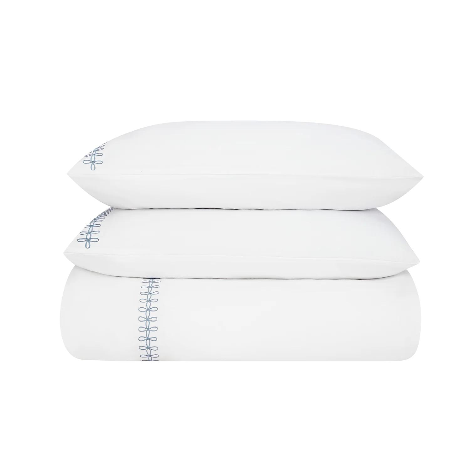 Milano Air Force Blue Knot Embroidered 600 Thread Count Cotton Sateen Duvet Set - Image 5