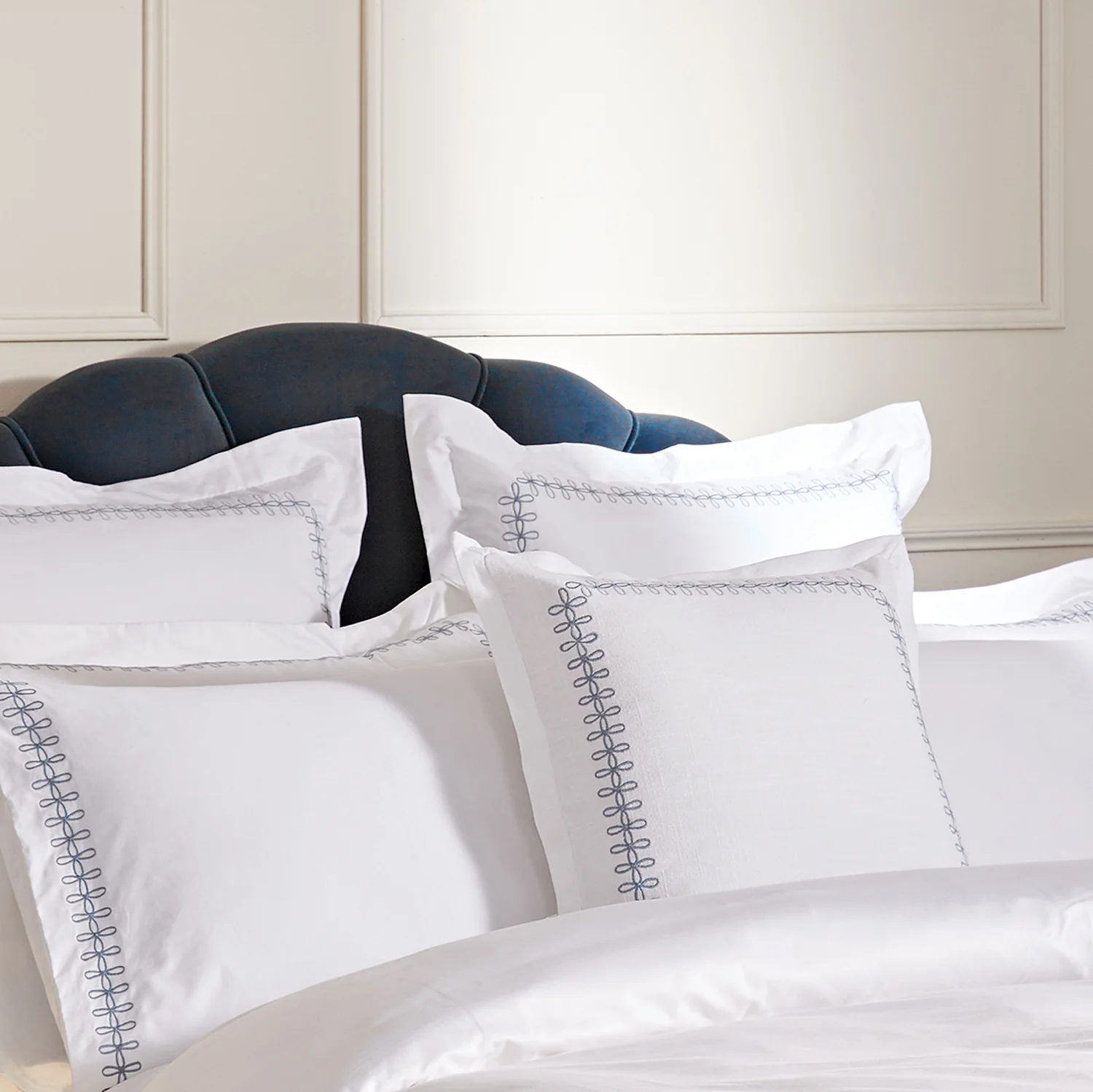 Milano Air Force Blue Knot Embroidered Cotton Cushion - Image 5