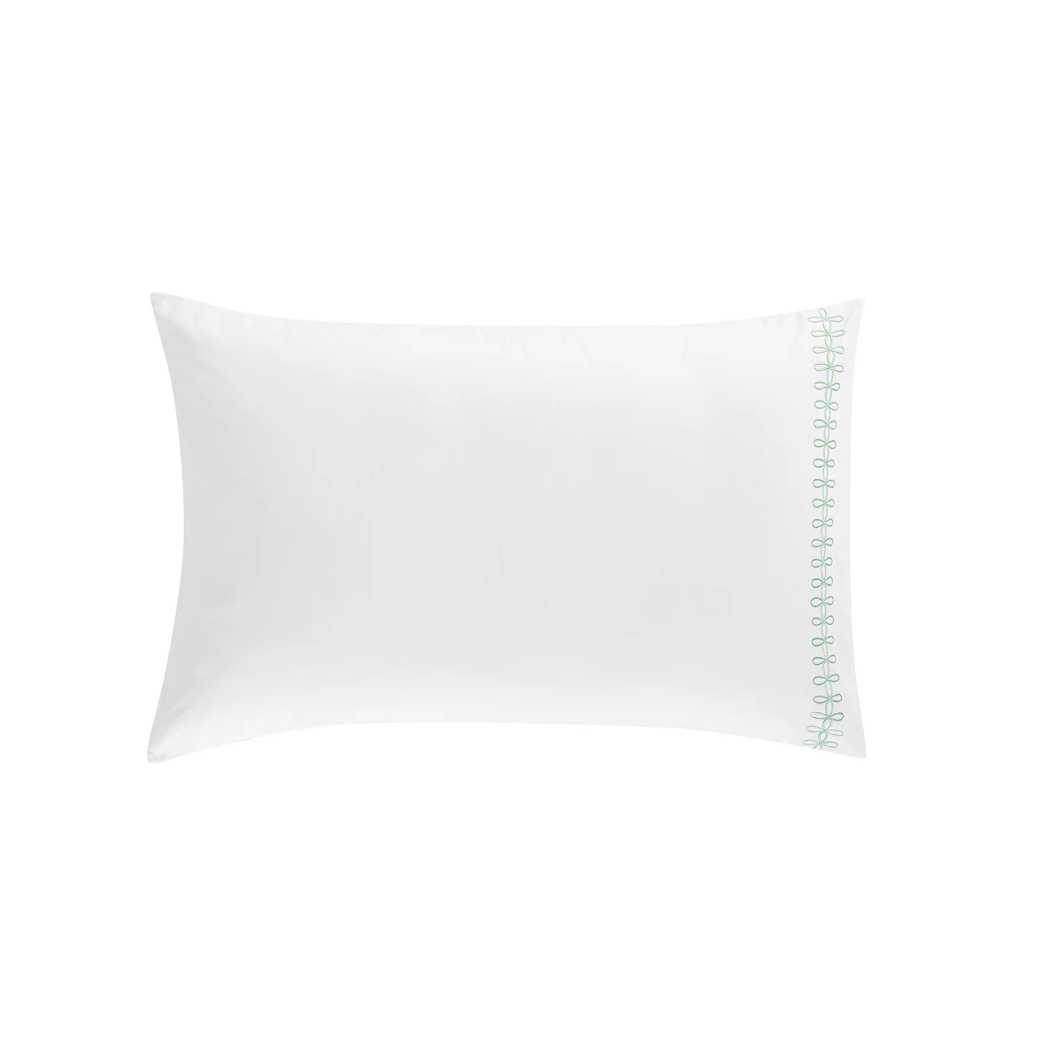 Milano Sea Spray Green Knot Embroidered 600 Thread Count Cotton Sateen Regular Pillowcases - Pair - Image 7