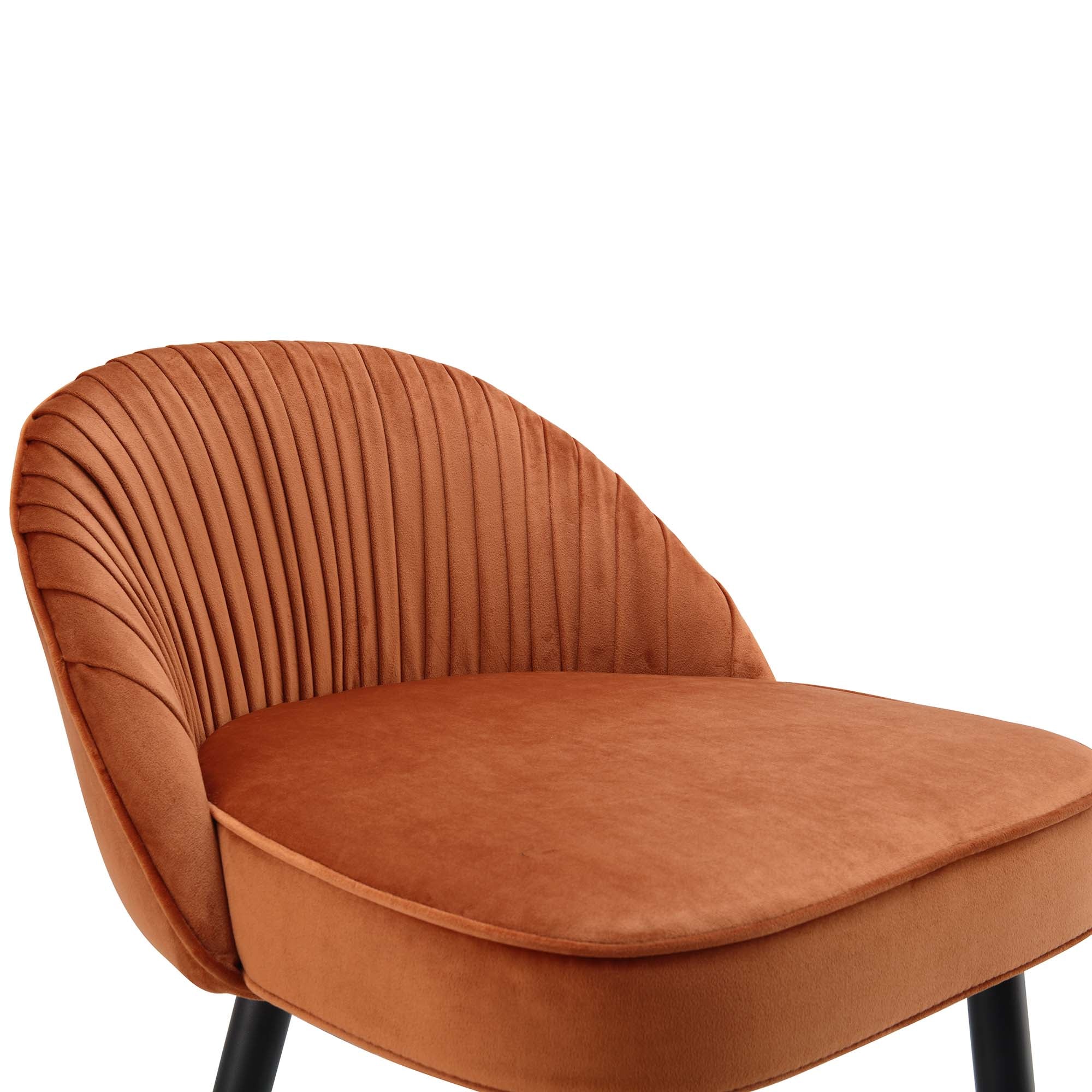 Miyae Set of 2 Pleated Burnt Orange Velvet Upholstered Counter Stools - Image 9