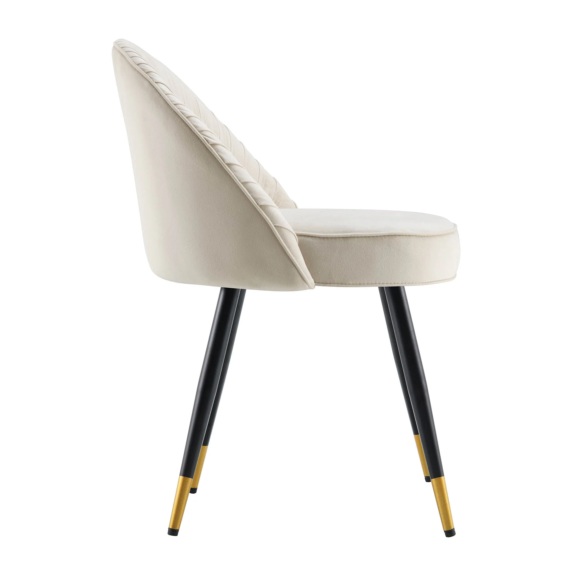 Miyae Set of 2 Pleated Champange Velvet Upholstered Dining Chairs - Image 6